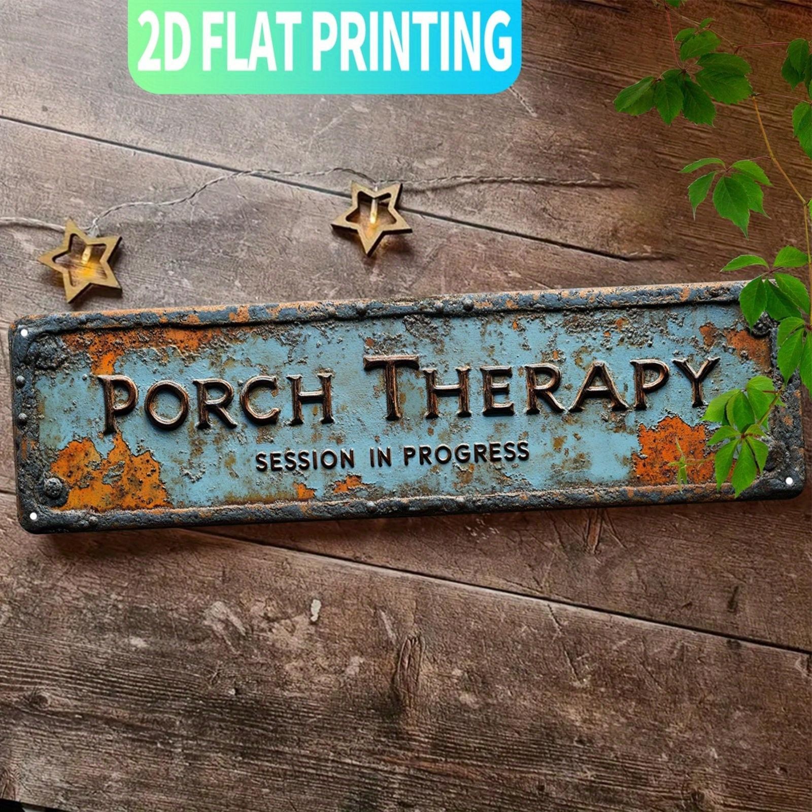Vintage Porch Therapy Session In Progress Aluminum Outdoor Wall Sign 40x10cm