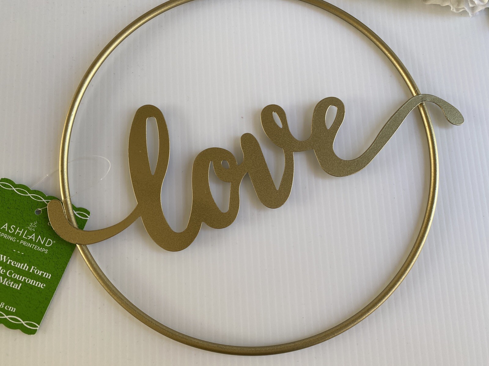 Gold “LOVE” 8 inch Round Metal Form Wreath by Ashland BRAND NEW Holiday Decor
