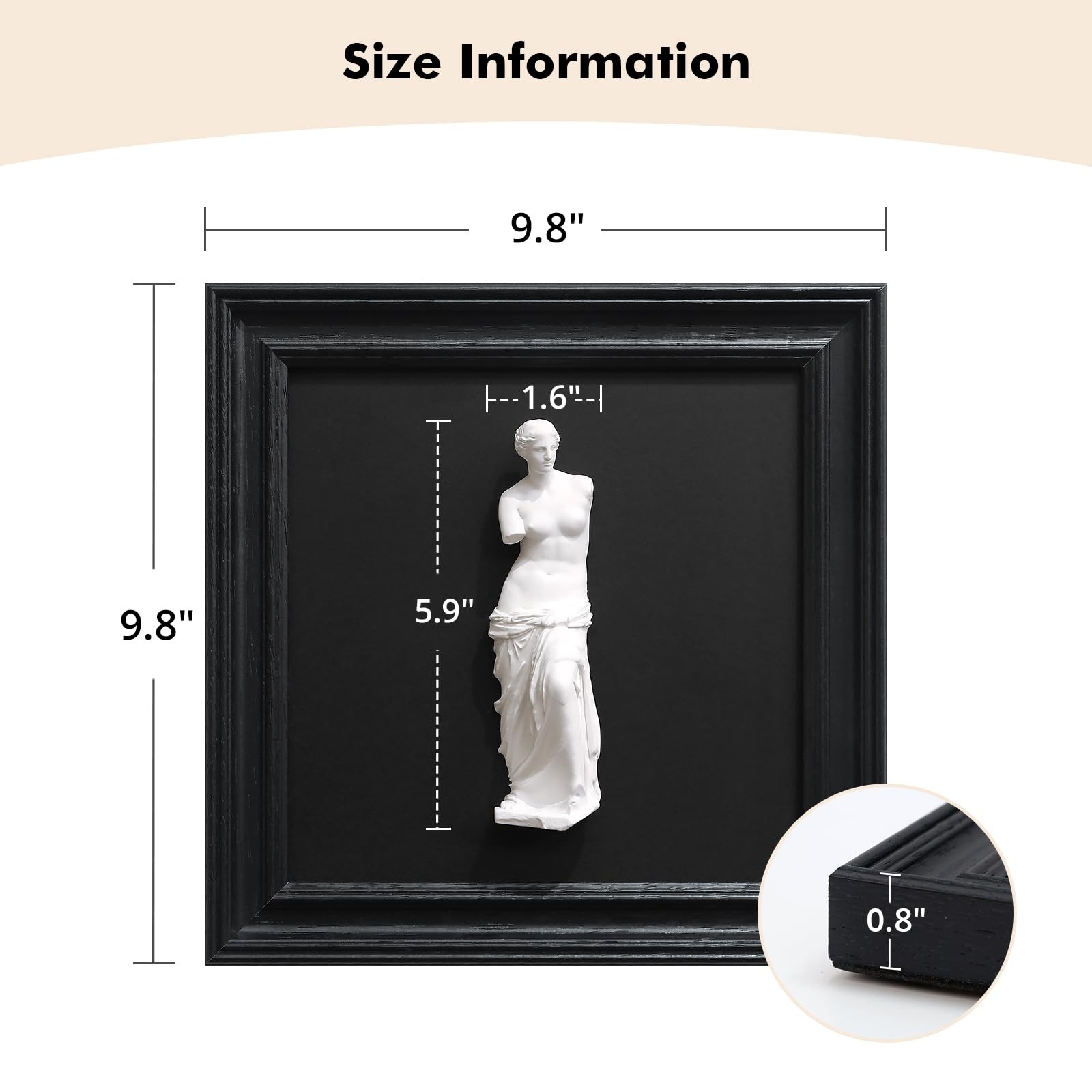 FOLKOR LIFE Greek Venus Plaster Wall Sculpture Framed