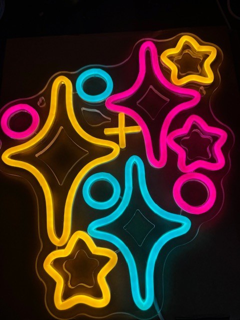Neon Light Up Starburst Sign Multi Colored