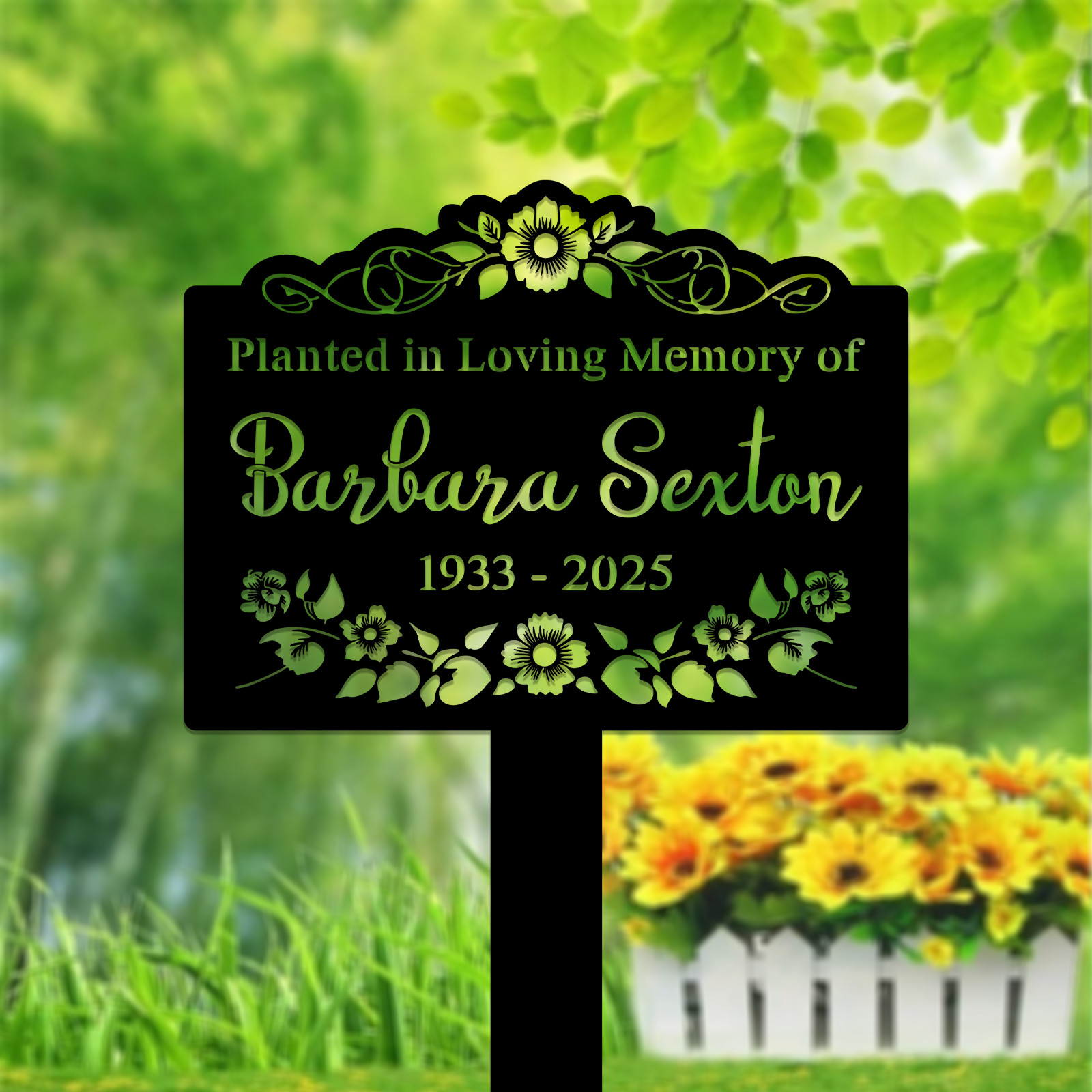 Custom Memorial Tree Sign With Stake, Metal Name Plate, Metal Memorial Marker