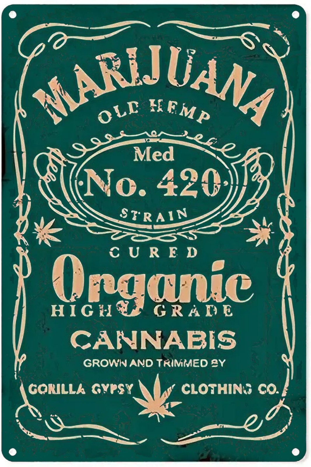 ORGANIS cANNABIS DOPE Advertising All Metal Tin Sign 12 x 18