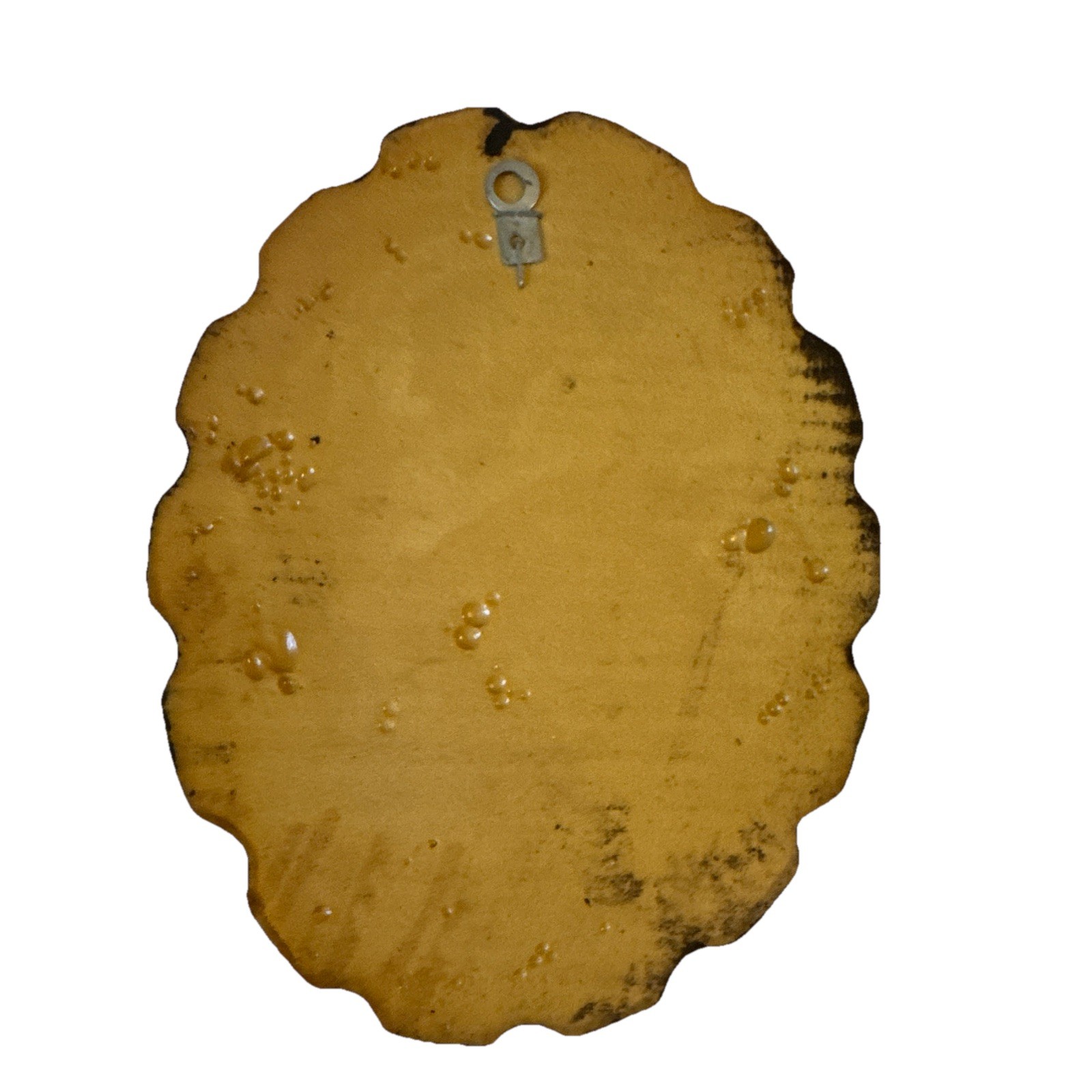 Set of 2 vintage 3D Mushroom Oval Wall Plaques Painted Wood Grain Hanging 70s