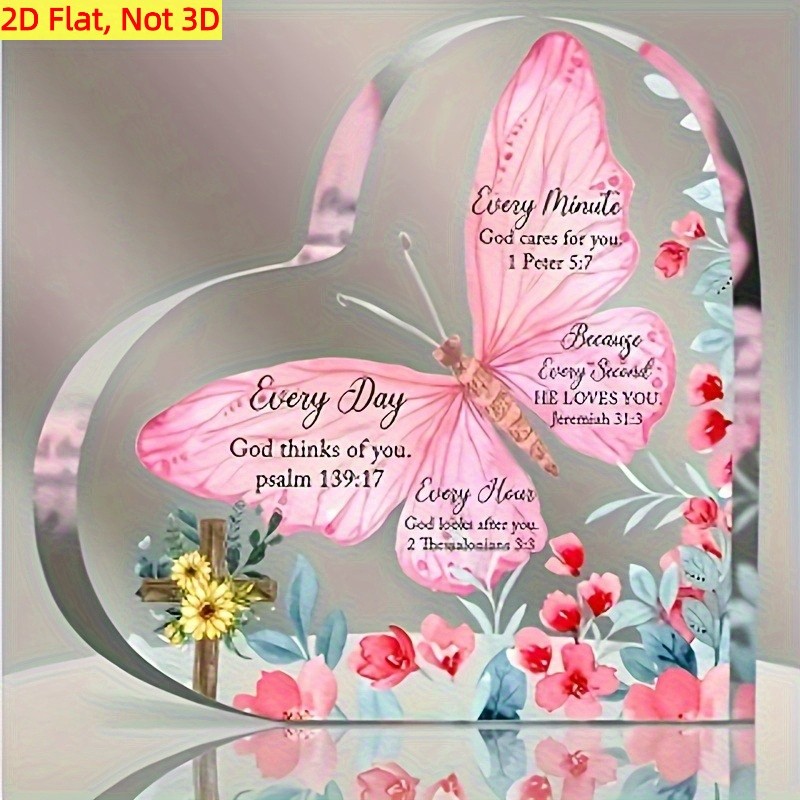 Heart-Shaped Butterfly Decor Bible Verse Inspirational Sign Christian Home Gift