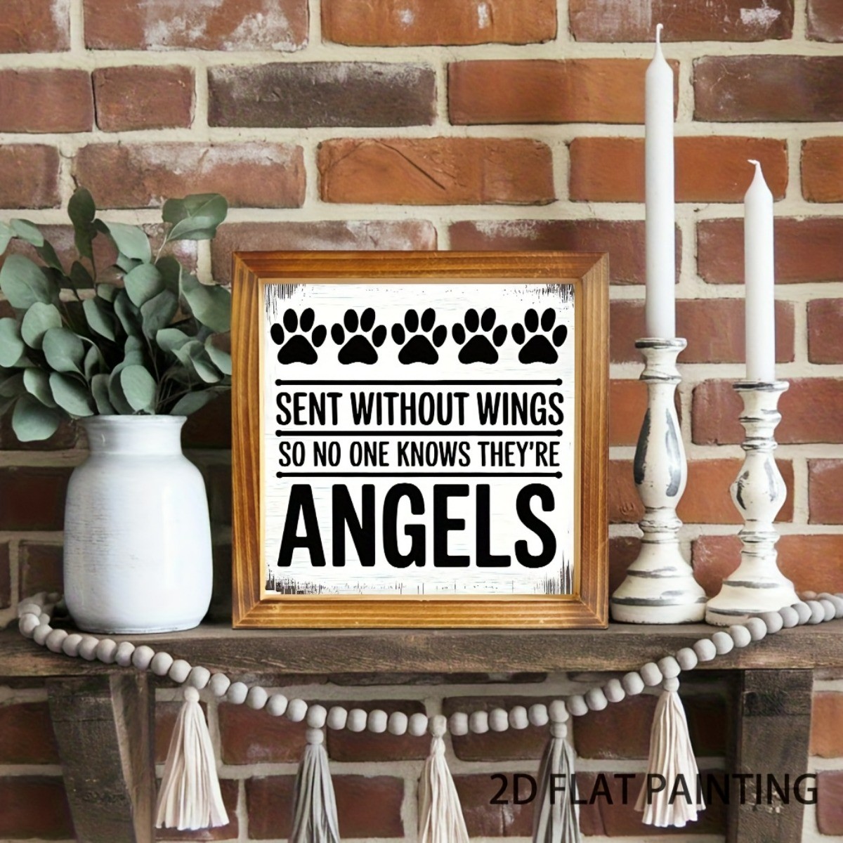 “Angels Without Wings” Wooden Sign Rustic Farmhouse Decor for Bedroom Cafe Gift
