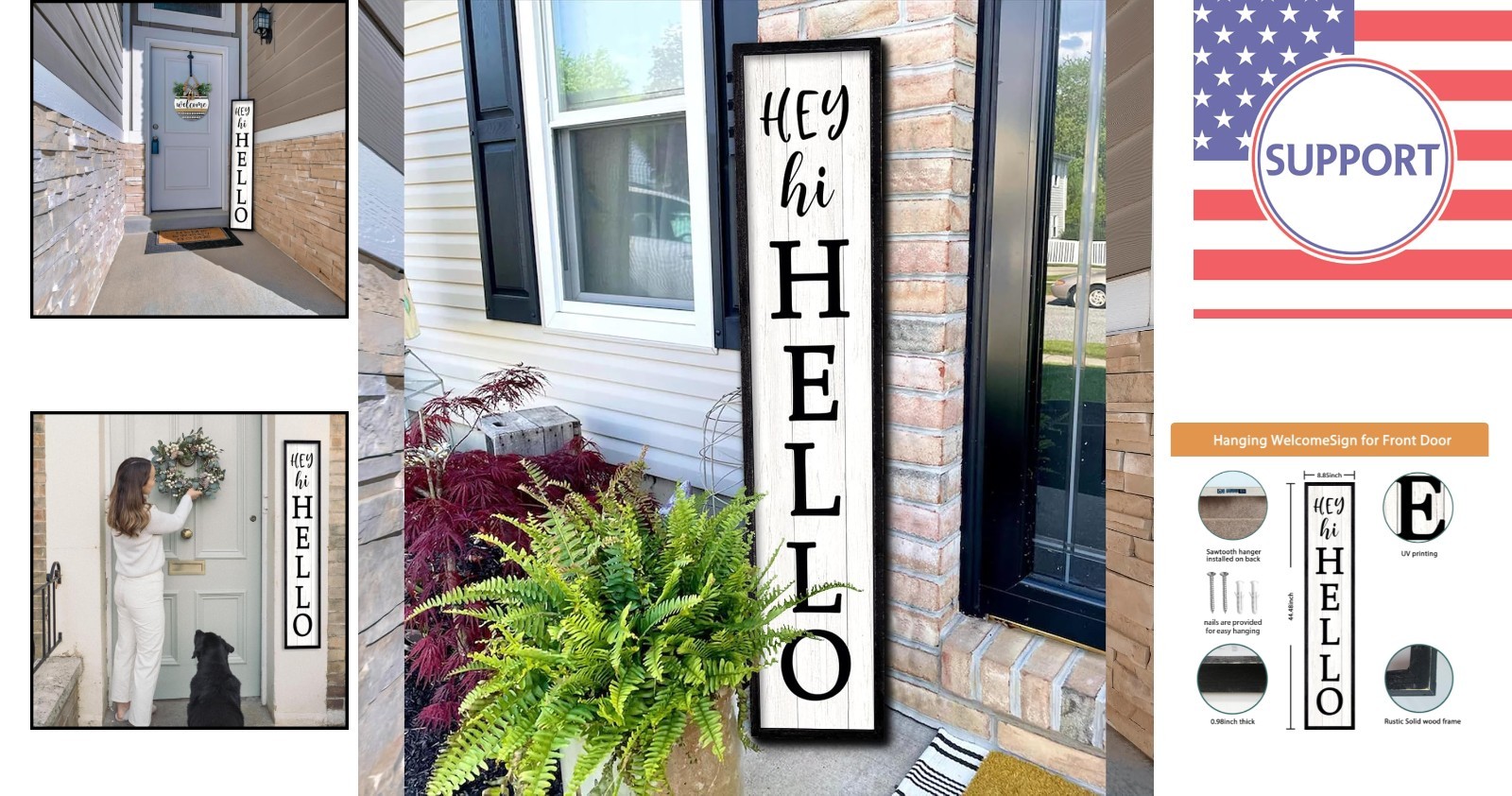 Unique 45″ Outdoor Welcome Sign – Beautiful Wooden Decoration for Front Porches