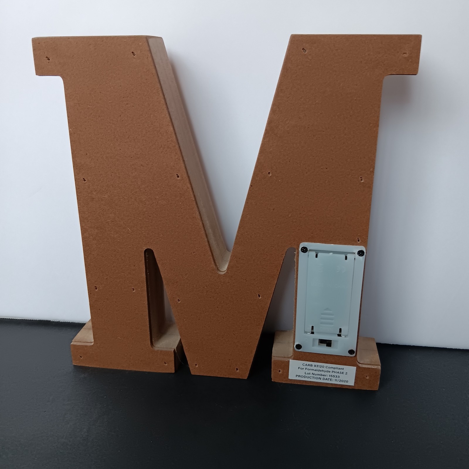 Lighted Letter “M” – battery operated =(2 AAA) for bedroom, family room, dorm.