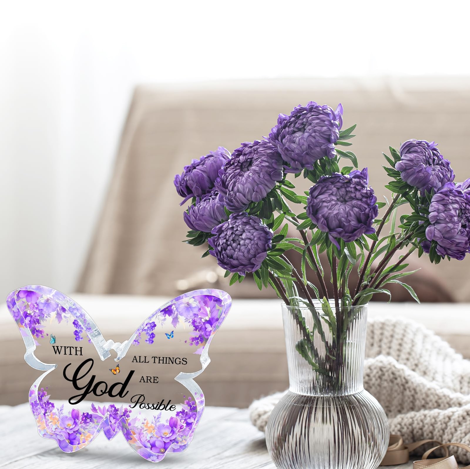 Purple Office Supplies Butterfly Acrylic Desk Decor for Women, Inspirational …