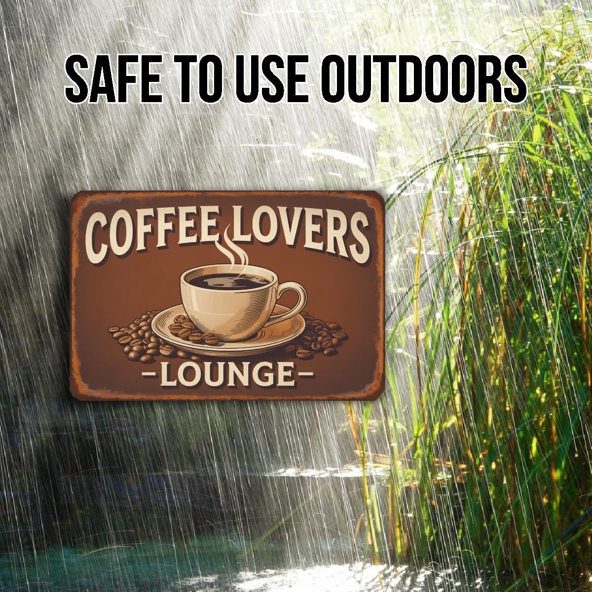 Vintage Coffee Lovers Lounge Metal Sign 8×12 Rustic Café Wall Art