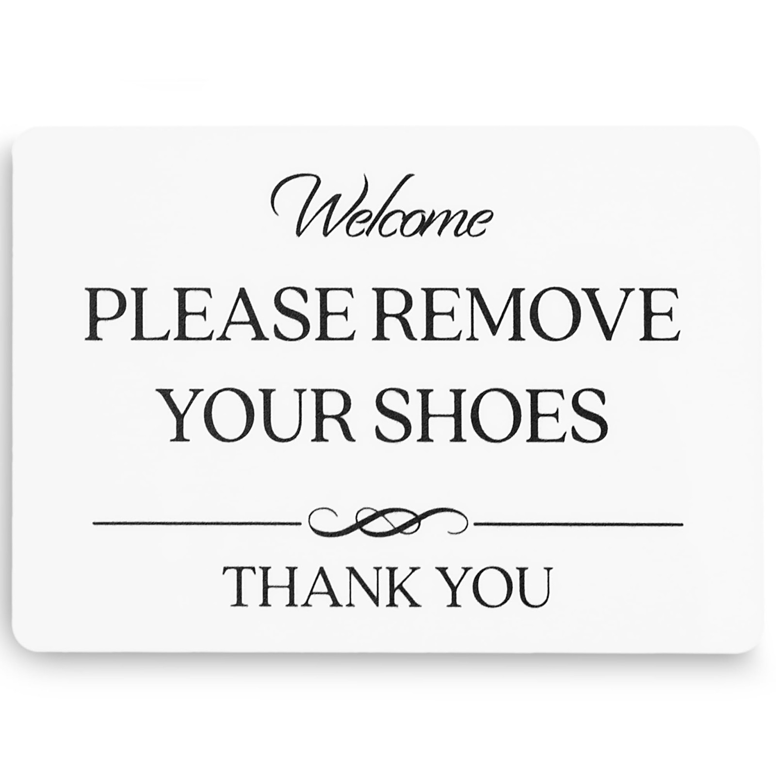 Please Remove Your Shoes Sign (White Acrylic 5 x 3.5 in) – 5 x in, White
