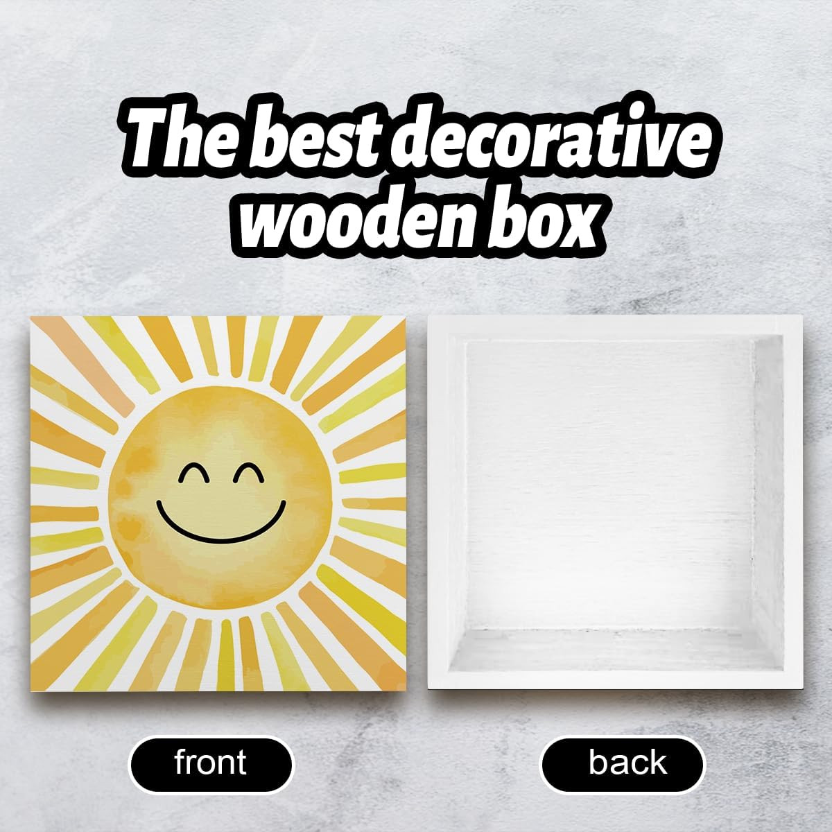 Sunshine Gifts Inspirational Sun Sunshine Wooden Box Desk Decor, Pop Smiles Rust