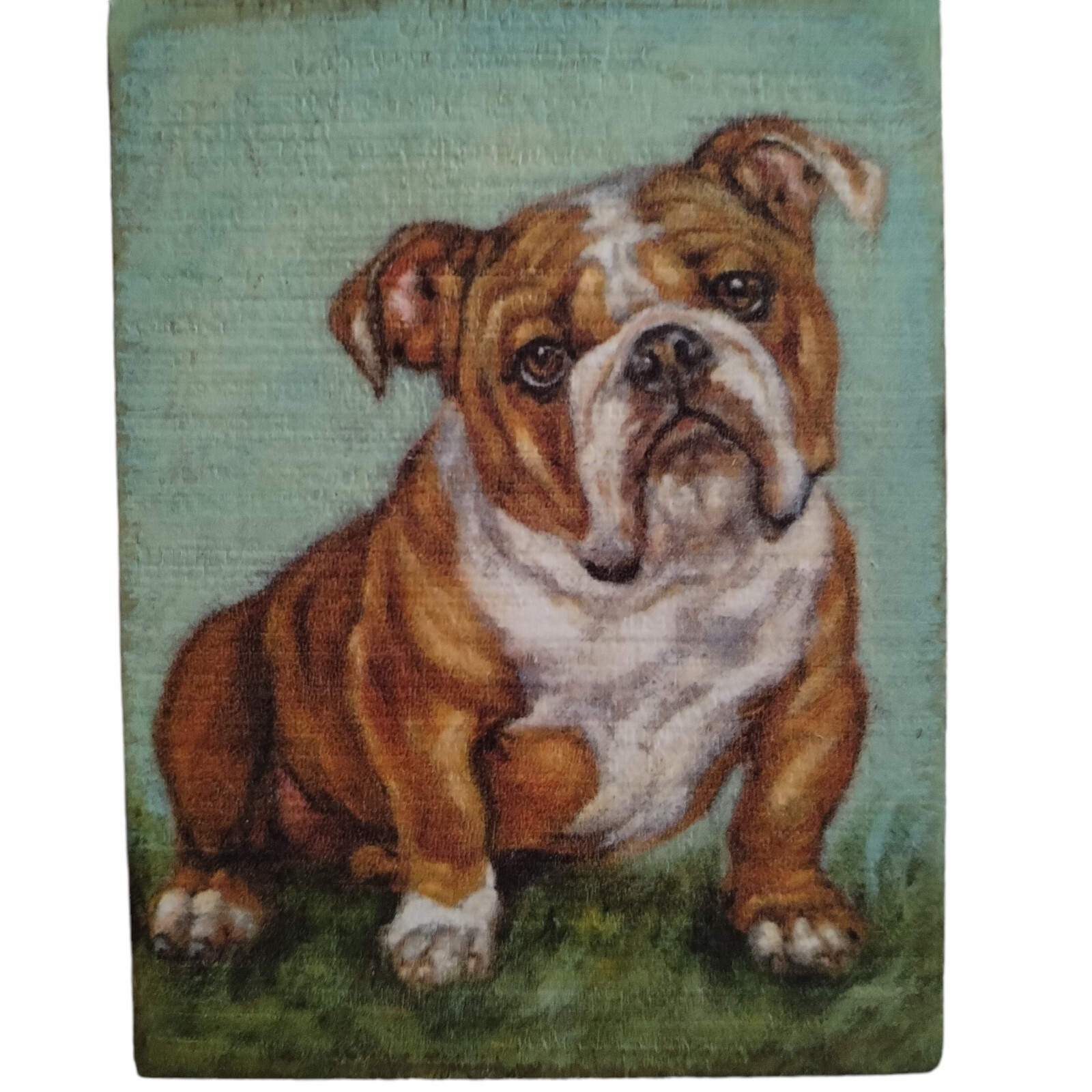 Primitives by Kathy Bulldog Wood Sign Magnet Home Decor Office Gift 4″x3″