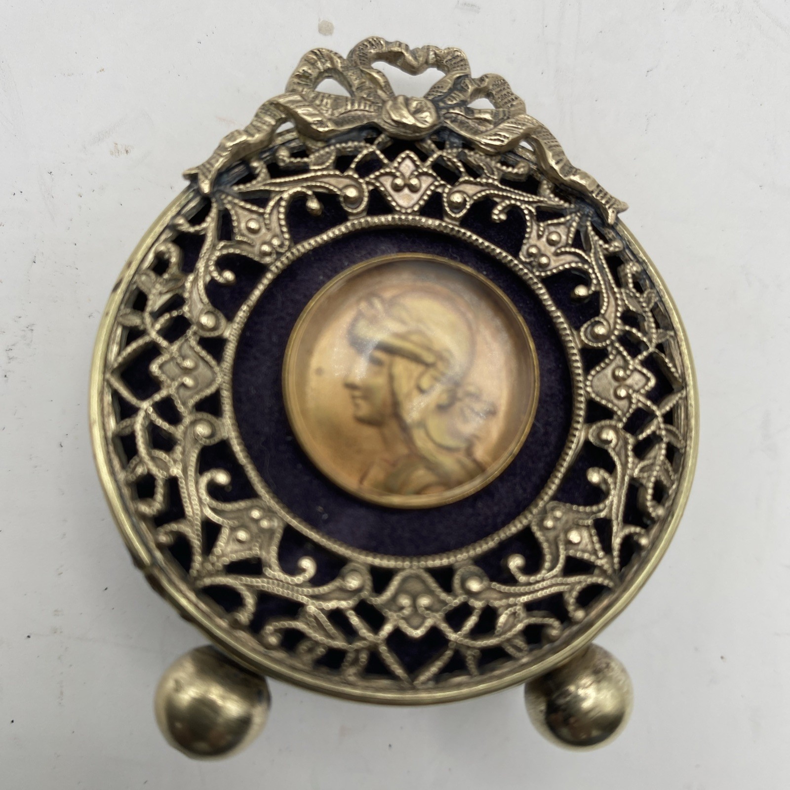 Victorian 45mm Brass framed pendant of Athena/Minerva Greek/Roman Goddess Wisdom