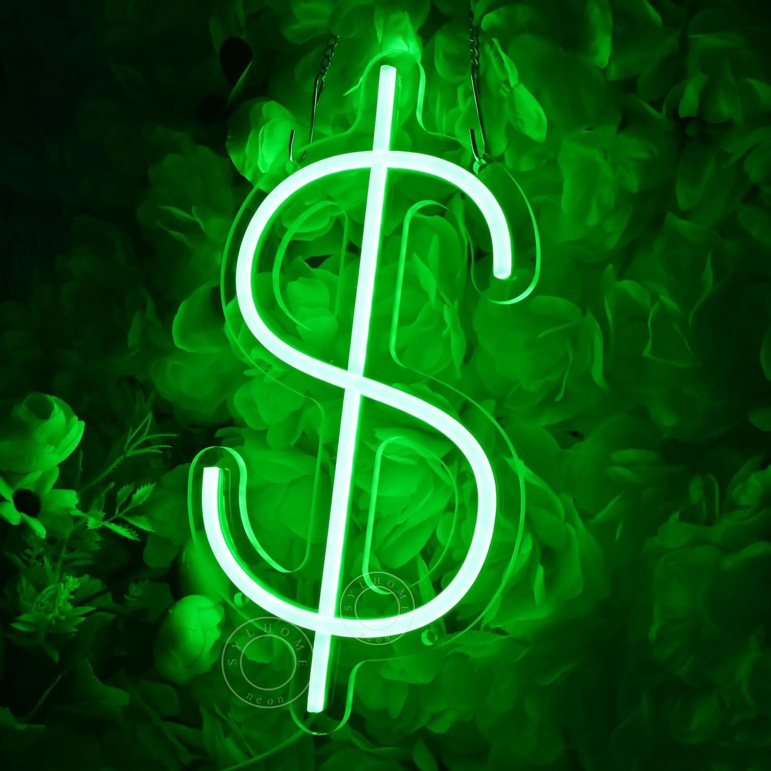 LED Dollar Sign Neon Light – Money Wall Decor for Home, Game Room, Bar, Office –