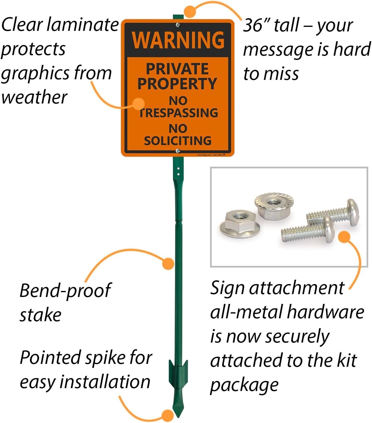 Weather-Resistant Private Property Warning Sign with Bend-Proof Stake