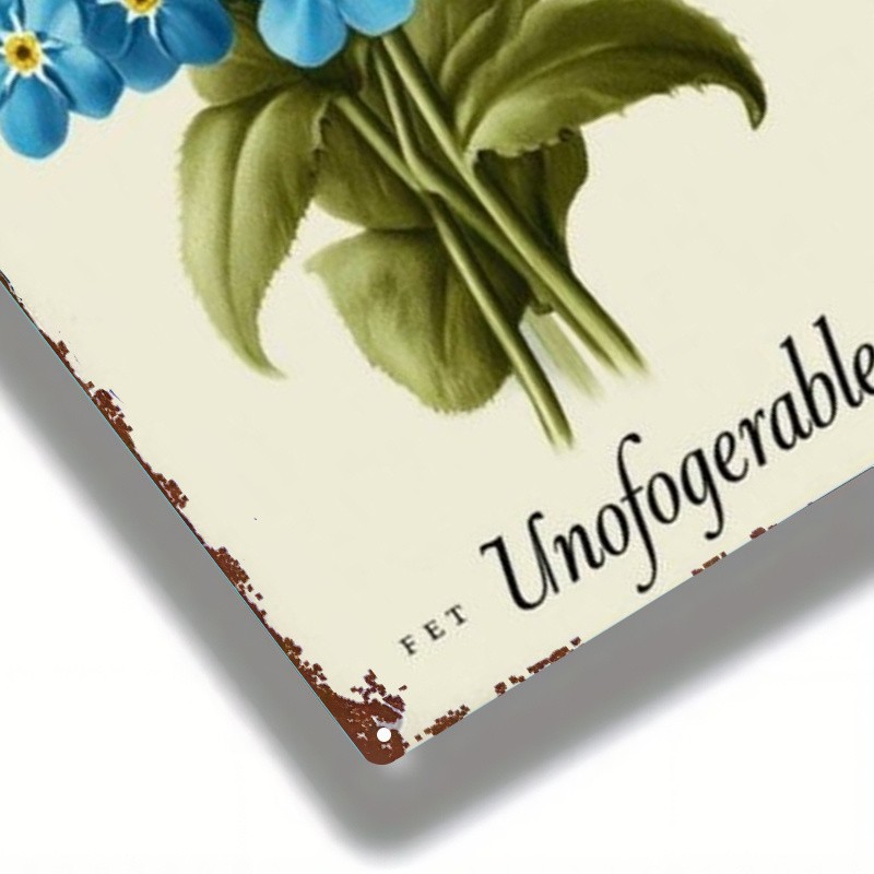 Blue Forget-Me-Not Floral Metal Sign 8x12in Wall Decor