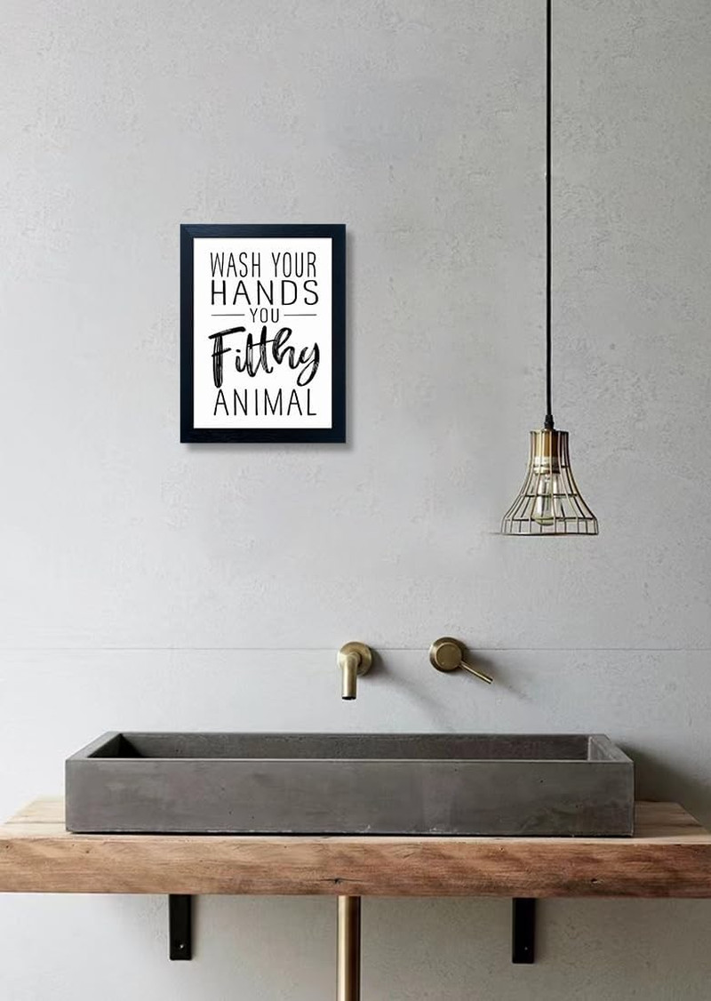Bathroom Quotes Wall Decor, Black and White Bathroom Wall Art, Toilet Decor Sign