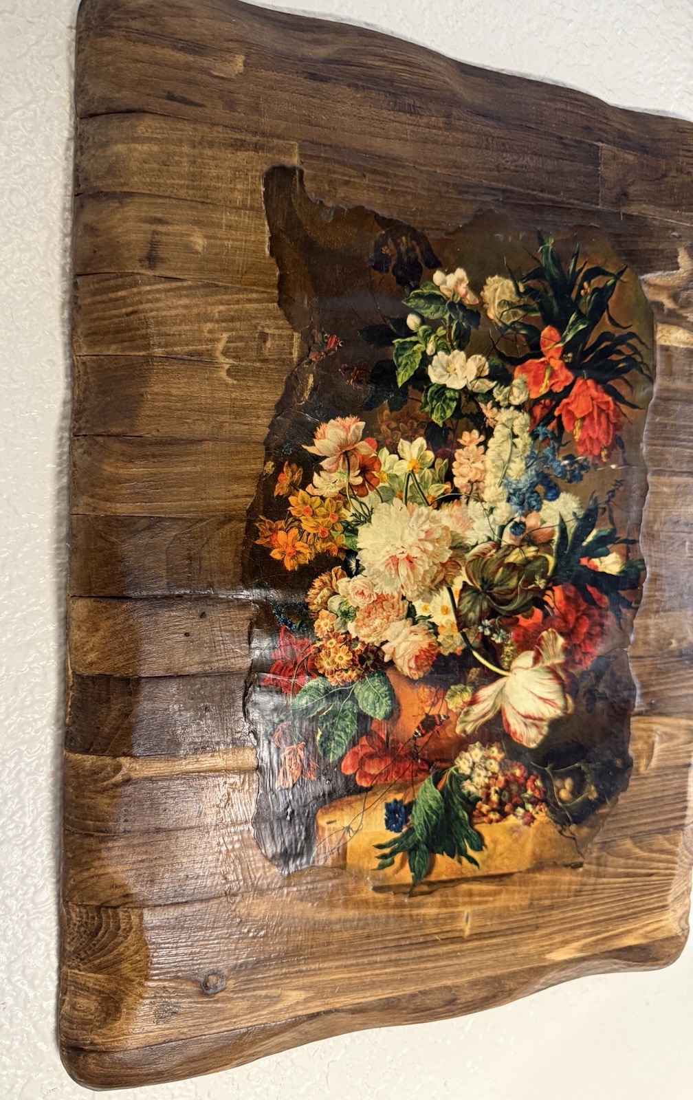 Rustic Floral Wall Art on Solid Laminated Wood Panel 12×15