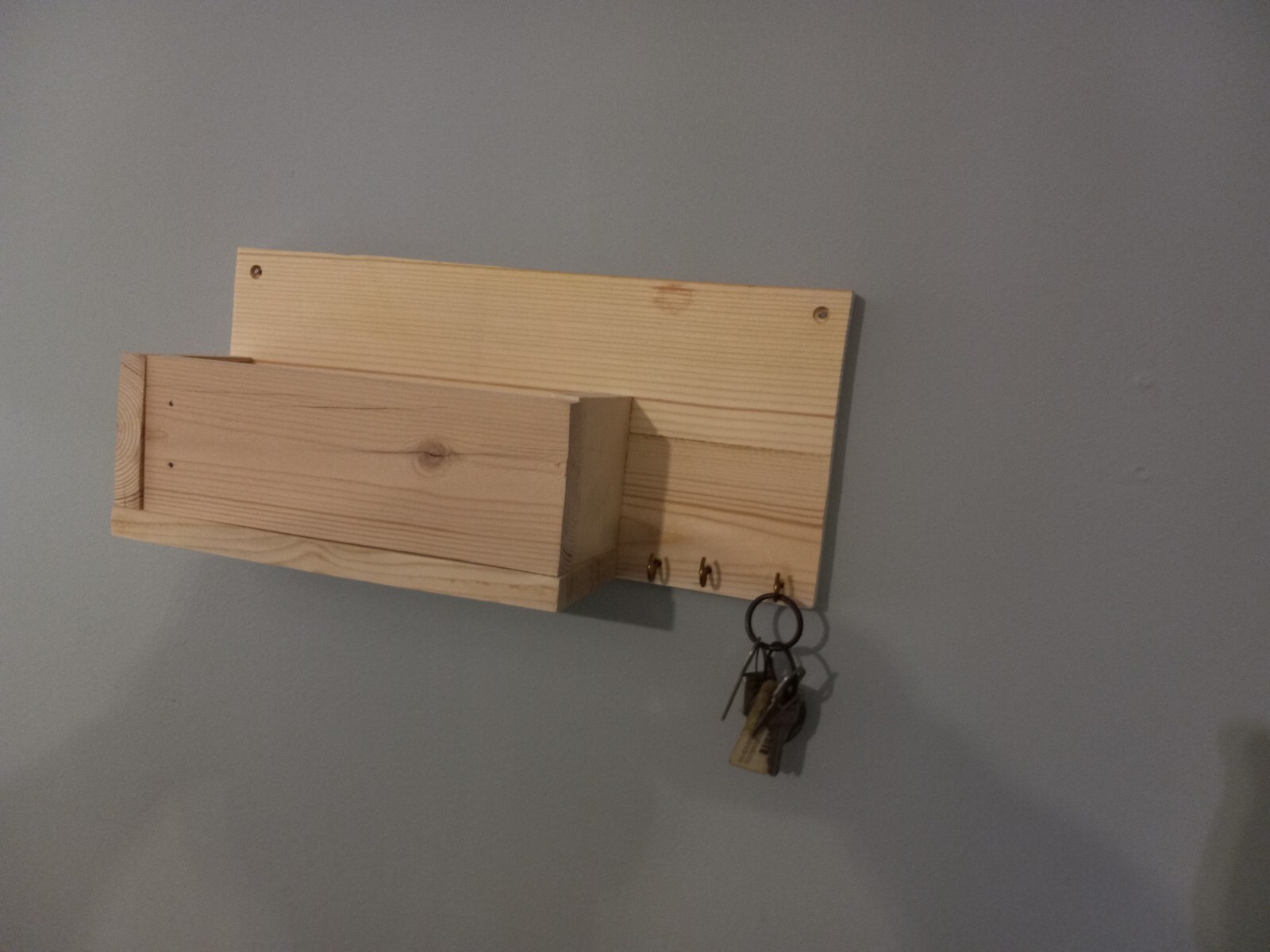 Reclaimed wooden wall decor mail/key shelf can be left plain, painted or stained