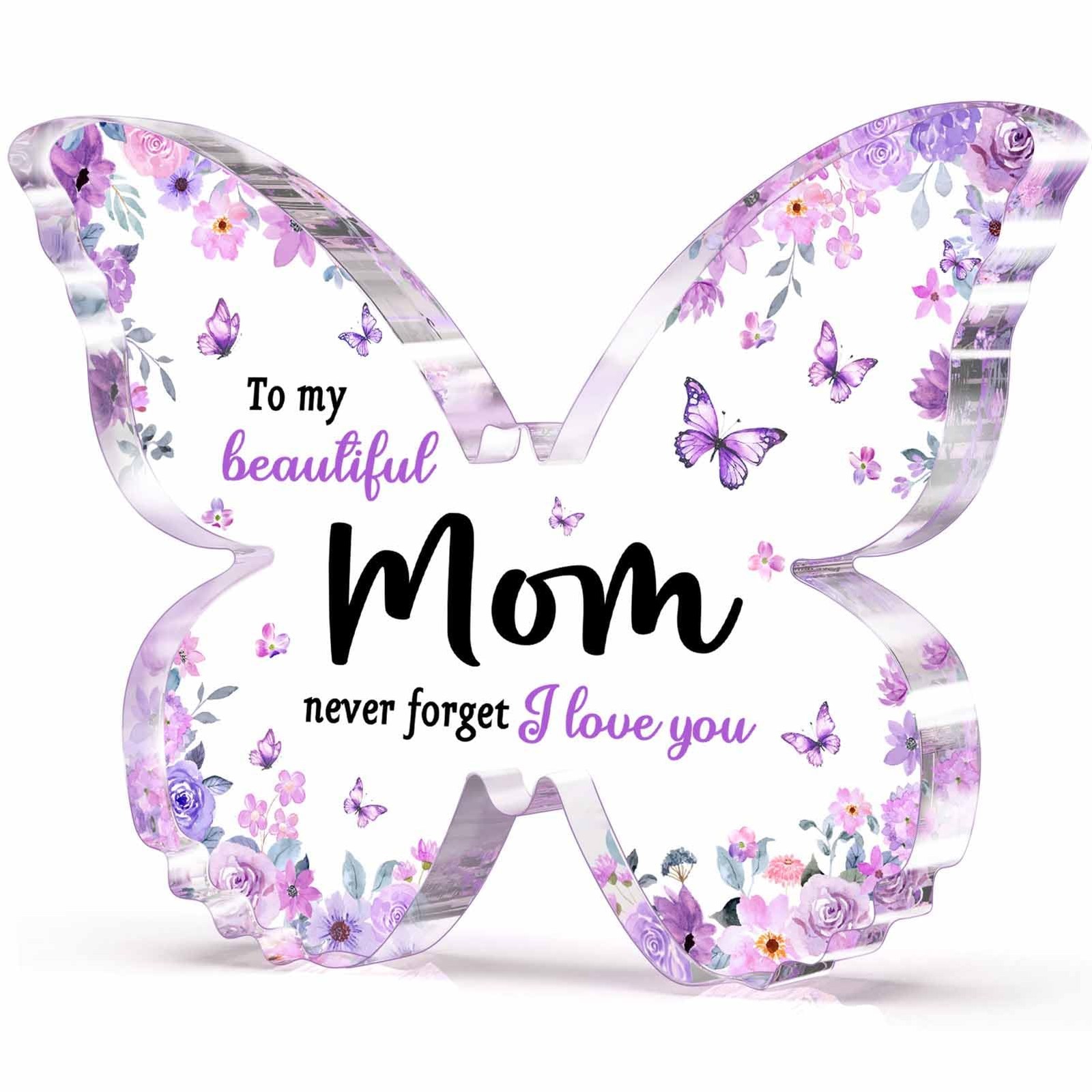 Gifts for Mom, Mom Birthday Gifts, Unique Purple Butterfly Acrylic Plaque Des…