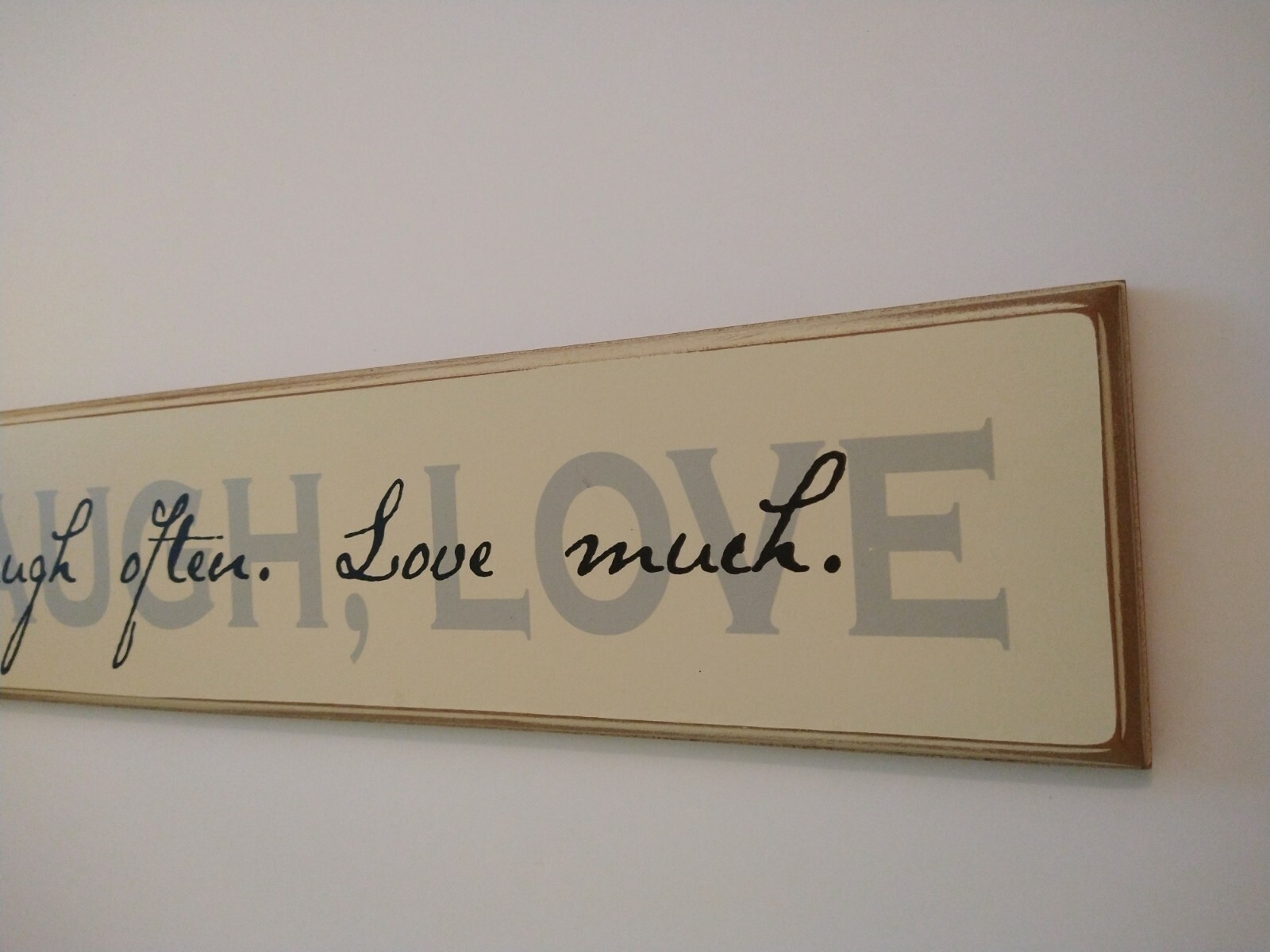Rustic Farmhouse LIVE LAUGH LOVE recycled Wood Sign Plaque 23″ Cream Black Gray