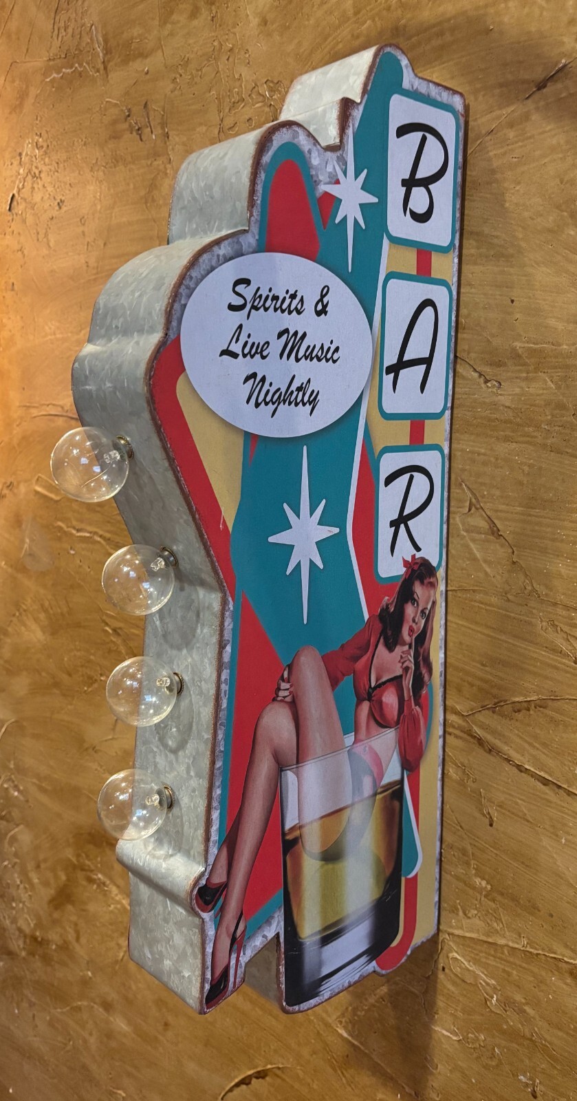 BAR SPIRITS AND LIVE MUSIC NIGHTLY Vintage LED Double-Sided Marquee Sign NEW