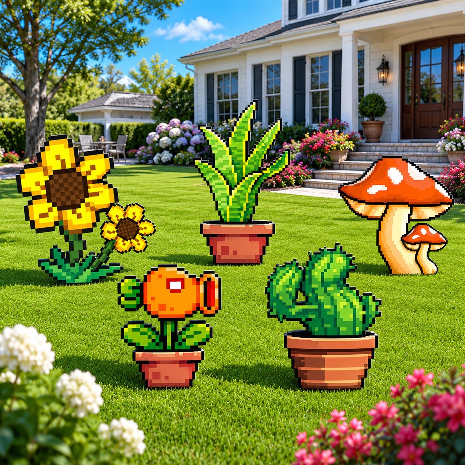 5 Pack Pixel Miner Yard Signs with Stakes for Front and Back Yard decorations…
