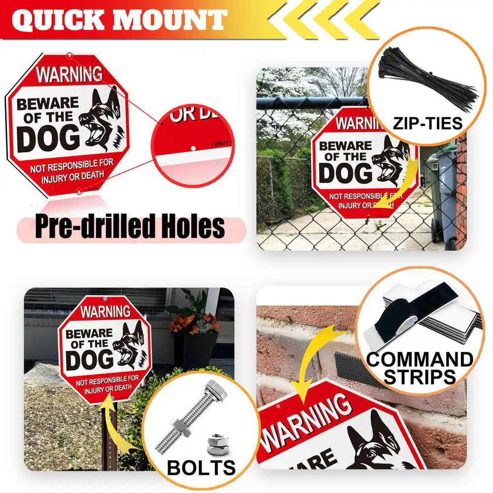 12 In. X 12 In. Beware of the Dog Aluminum Warning Sign, No Responsible for Inju