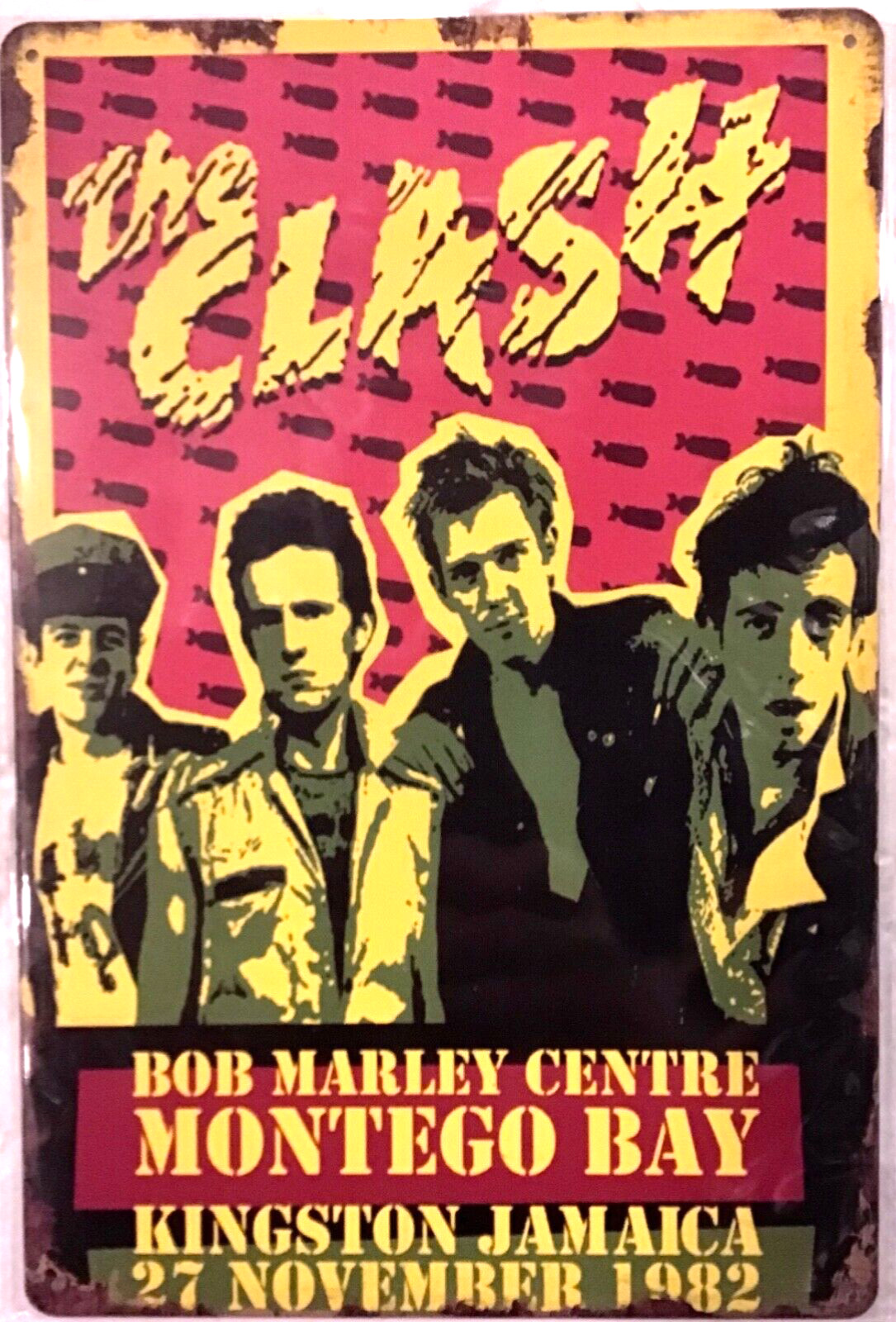 TIN SIGN new 8×12 The Clash punk rock band Kingston Jamaica Montgomery bay C29