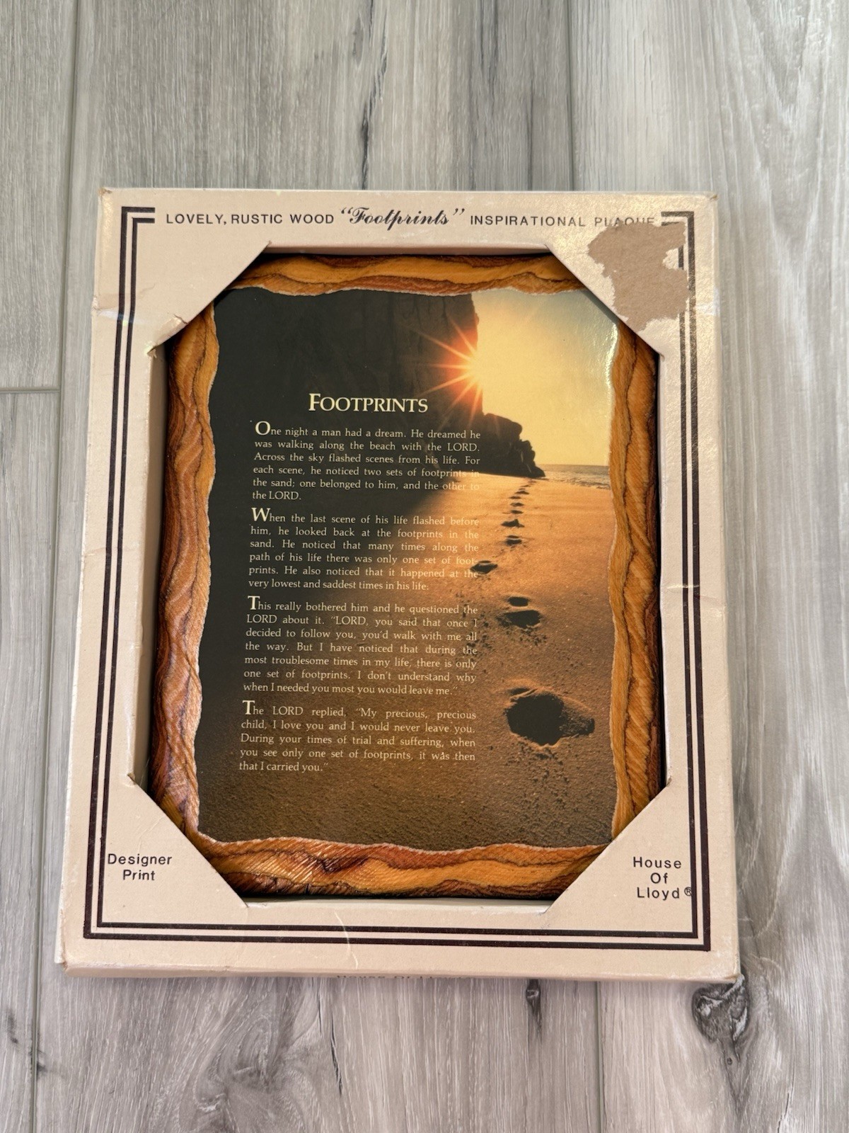 Footprints in the Sand Poem Wooden Wall plaque Designer Print 6″ X 8″ New In Box