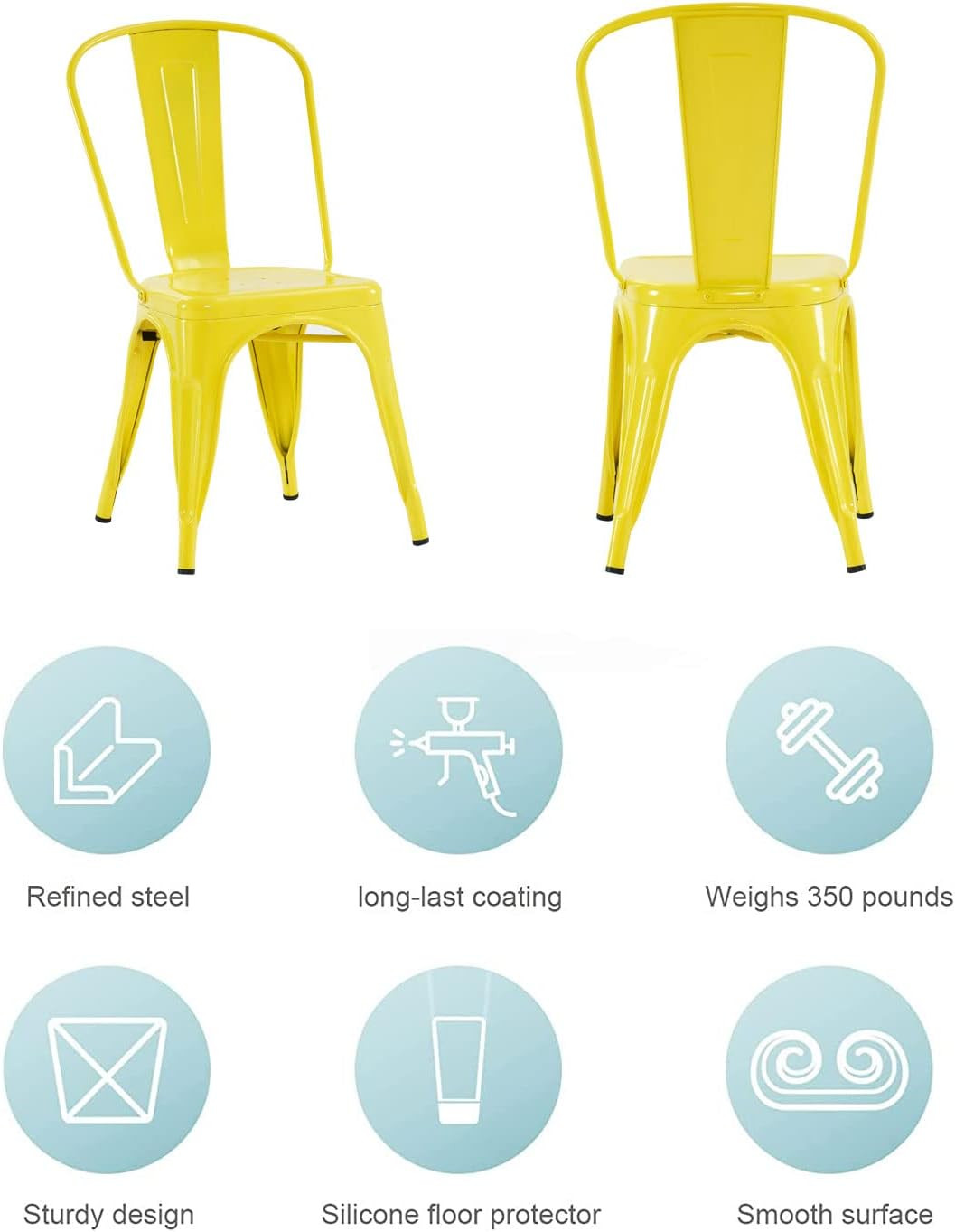 Metal Dining Chair Farmhouse Tolix Style for Kitchen Dining Room Café Restaurant