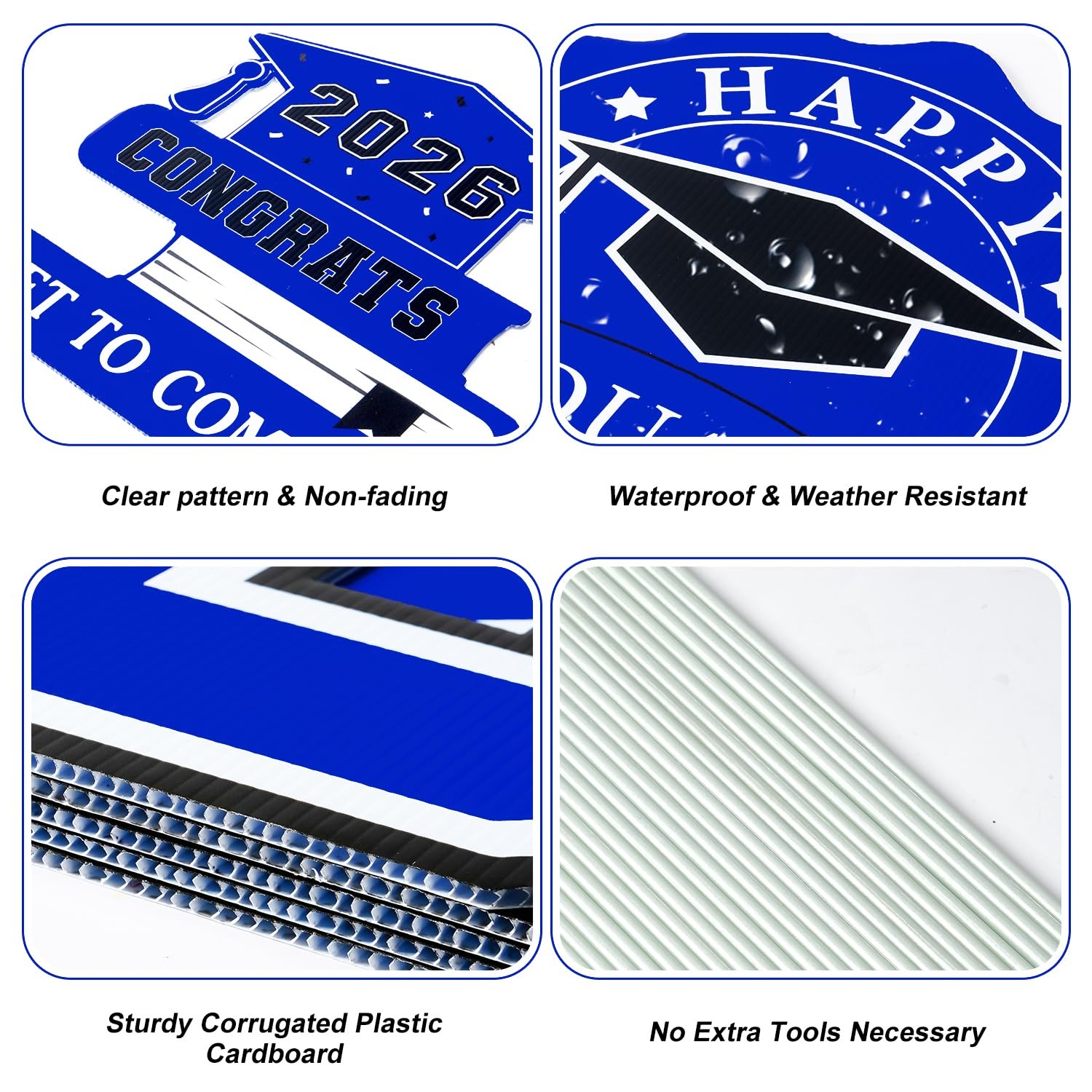 Graduation Decorations 12Pcs Waterproof Blue Graduation Yard Signs Class of 2026