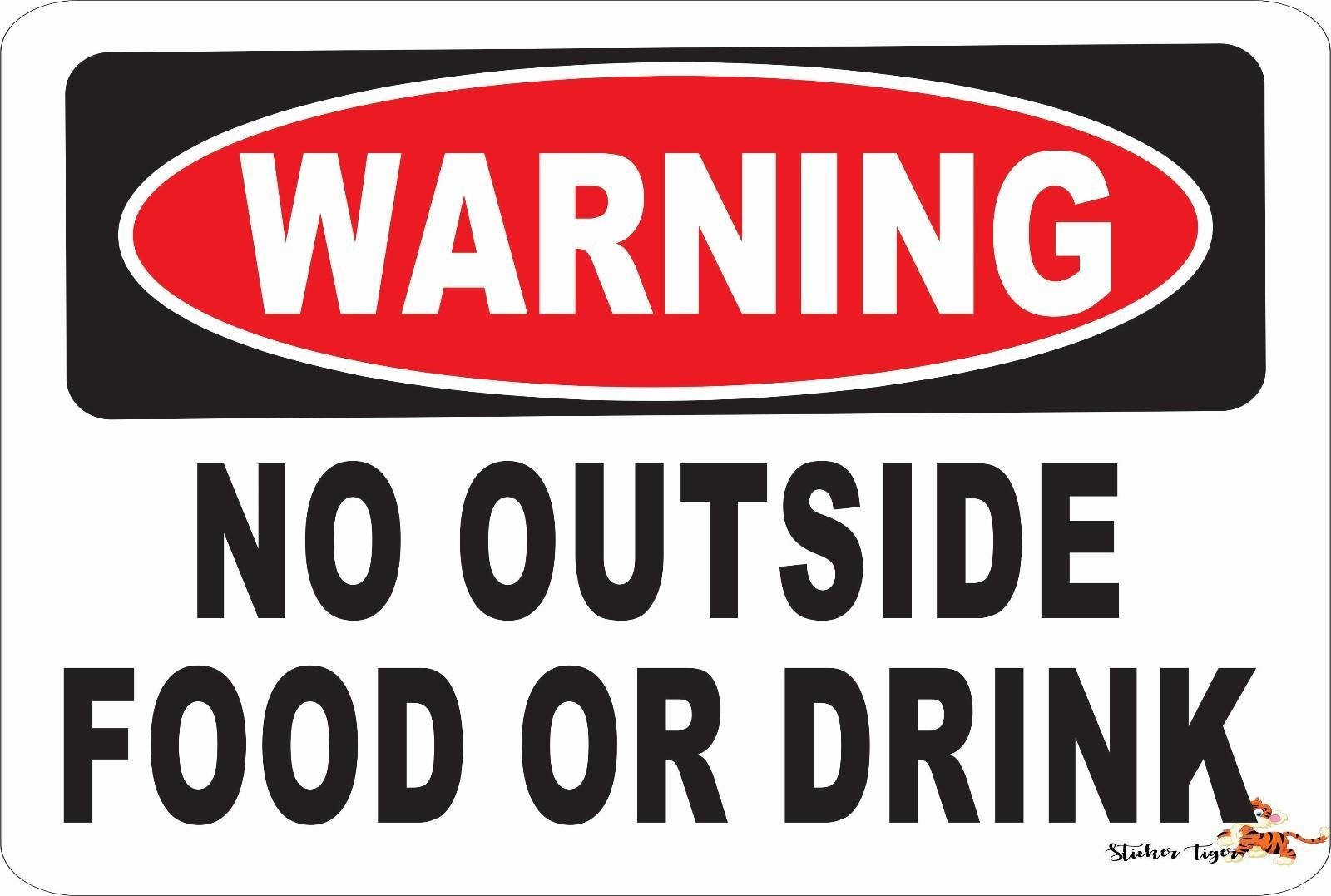 No Outside Food Sign Sticker Tiger Aluminum Sign 8×12 Funny Novelty