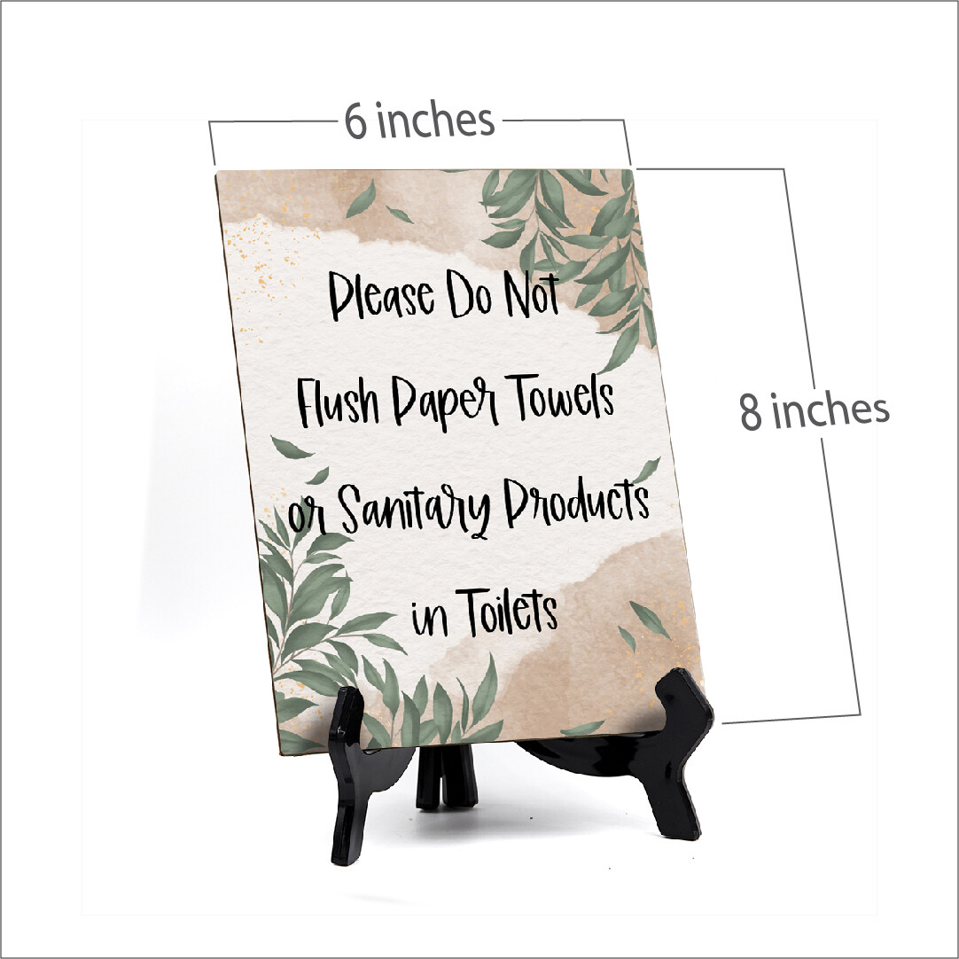 Signs ByLita Please Do Not Flush Sanitary Products Table Sign (6 x 8″)