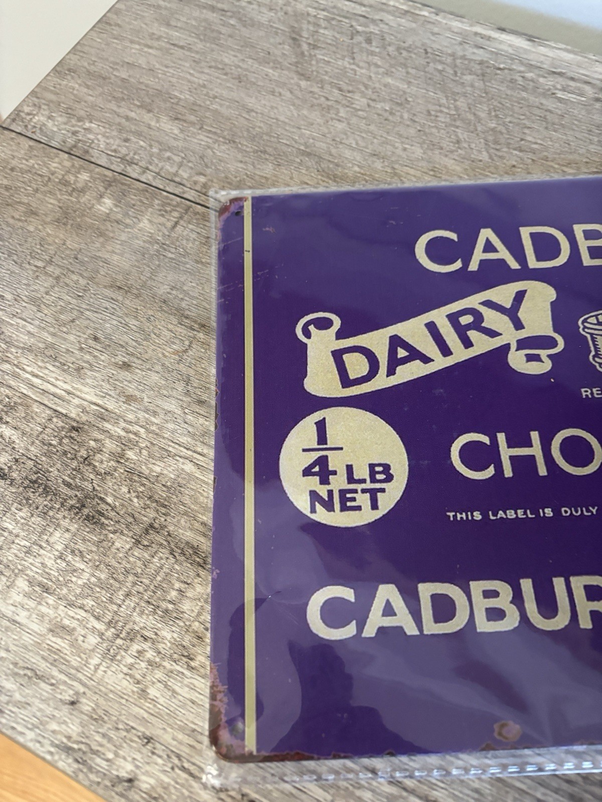 Vintage Cadbury’s Dairy Milk Chocolate Tin Advertising Sign