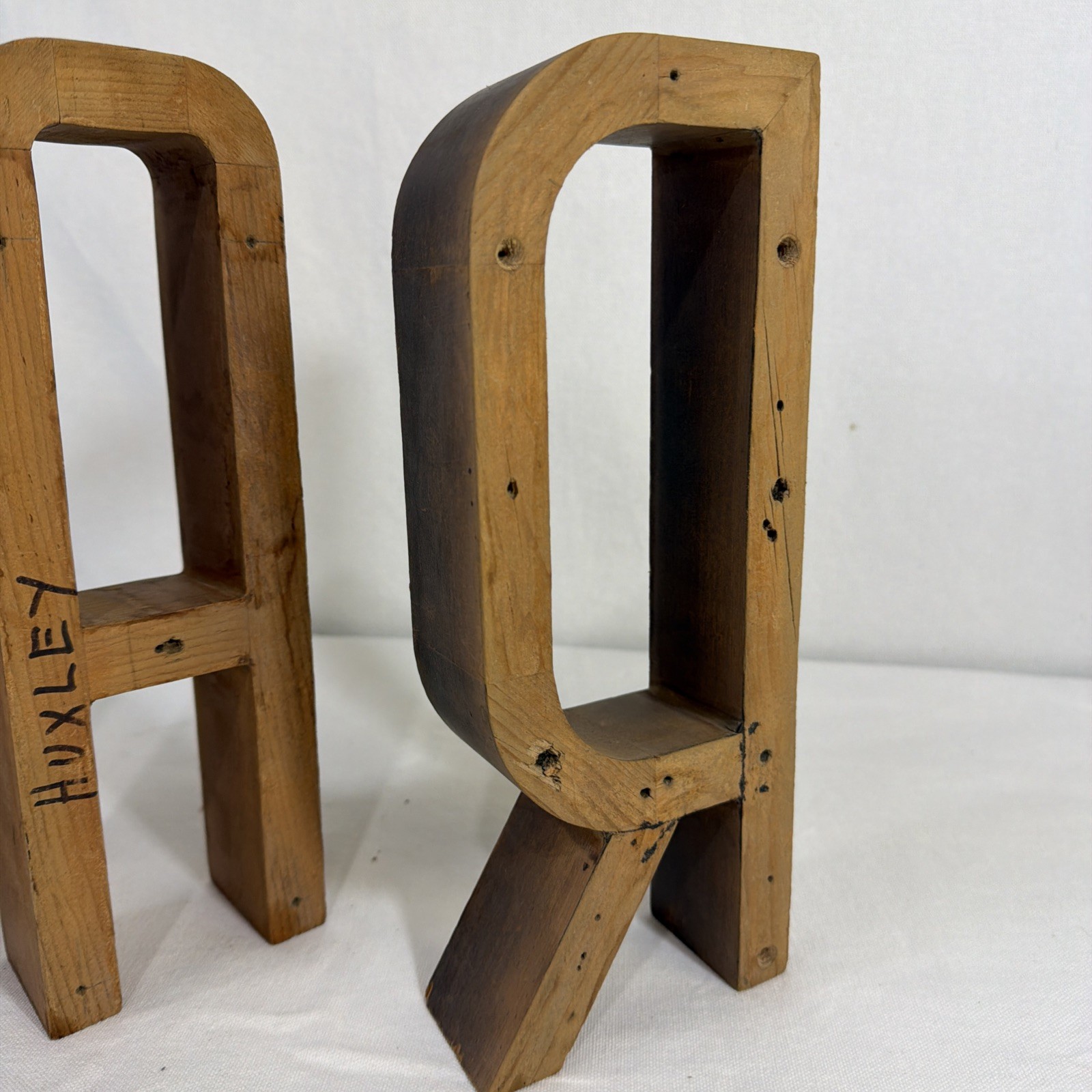 Vintage 10” Tall Solid Wood Letters “BAR”Sign Industrial Architectural Art Deco
