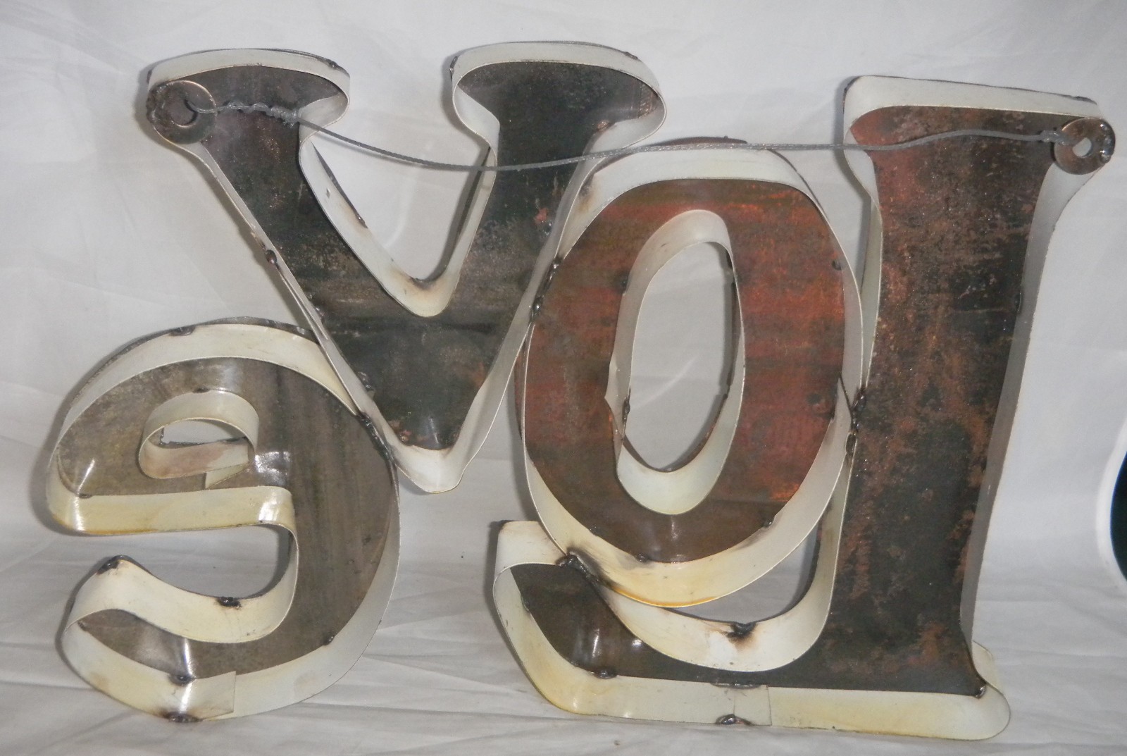 “LOVE” Wall Sign – Handmade Metal – Distressed Vintage Look – Ready to Hang