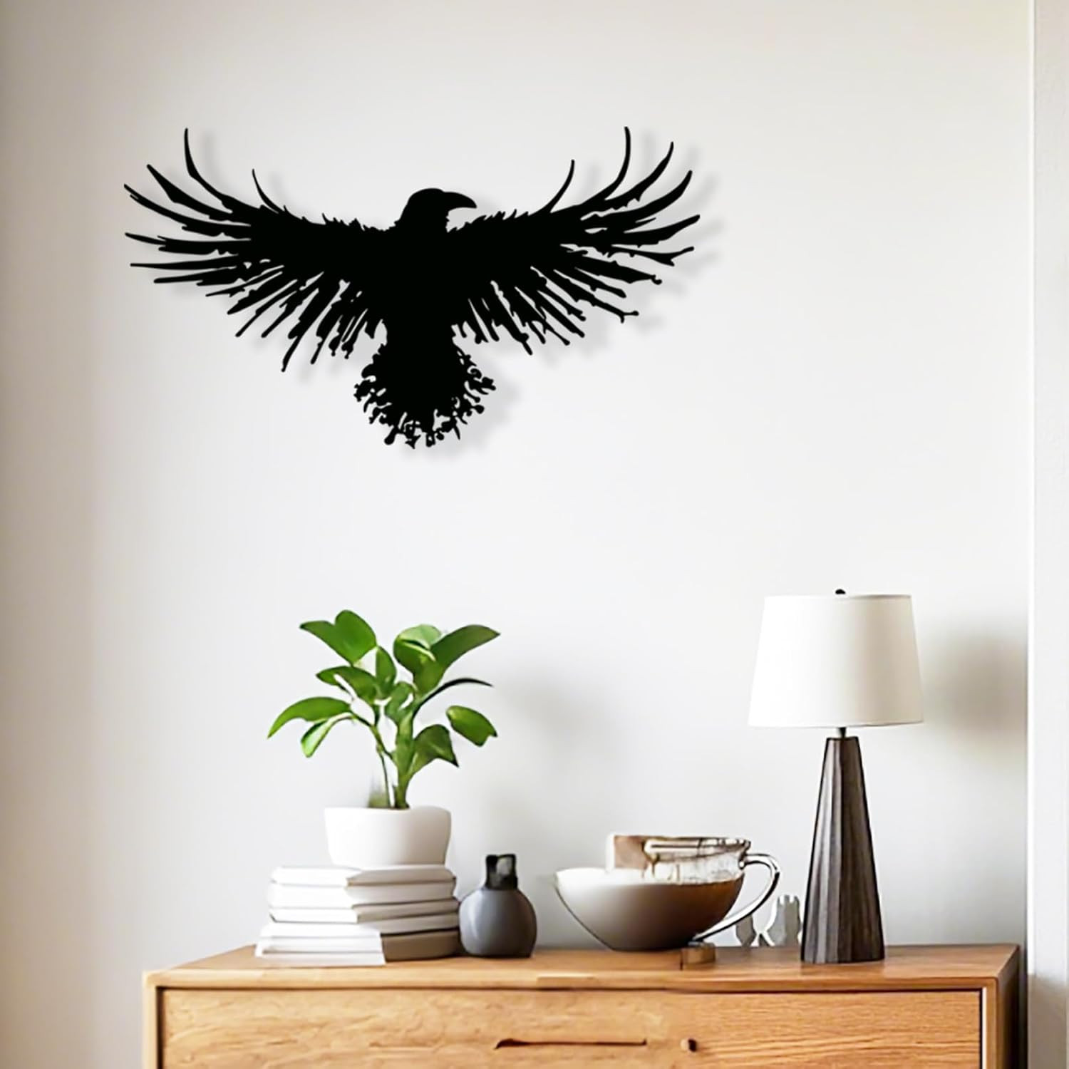 Metal Viking Raven Wall Art Norse Mythology Crow Wall Decor with Gothic