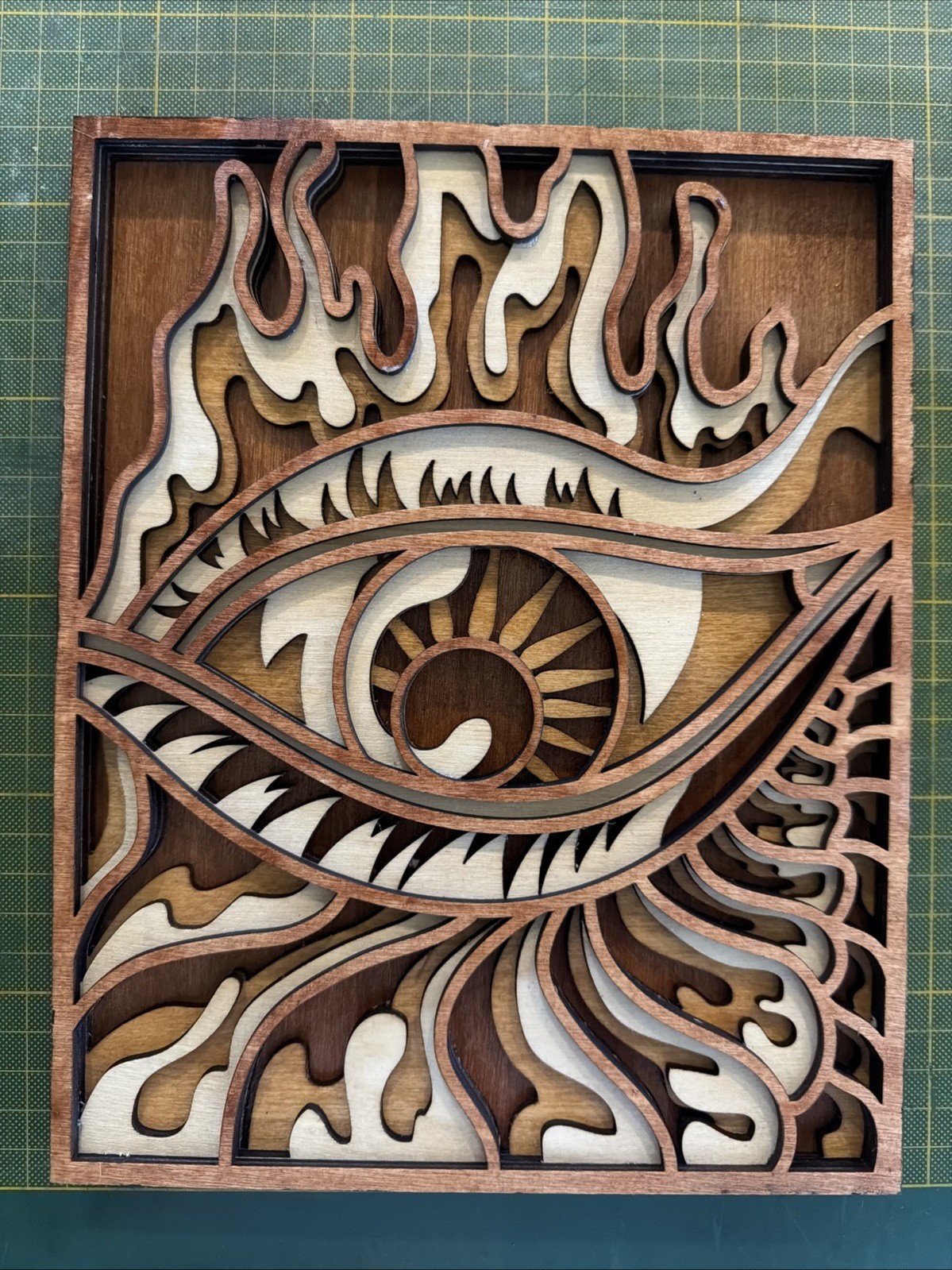 Mandala Eye MultiLayered Wood Wall Art 8×10 inches Handcrafted