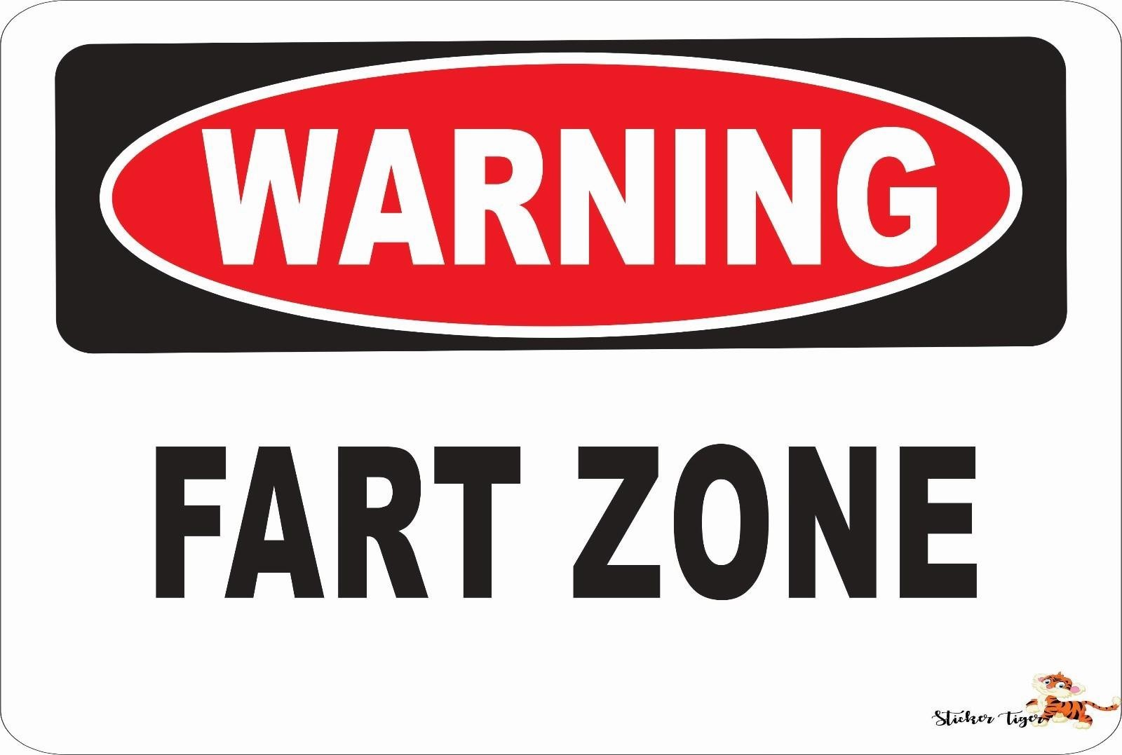 Fart Zone Sign Sticker Tiger Aluminum Sign 8×12 Funny Metal Novelty