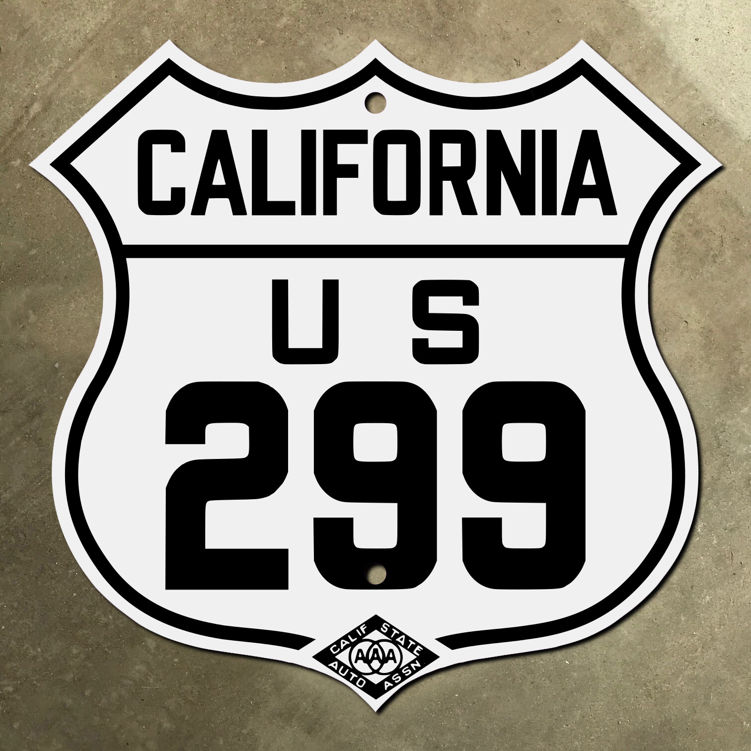 California CSAA US route 299 highway road sign auto club AAA Arcata Alturas