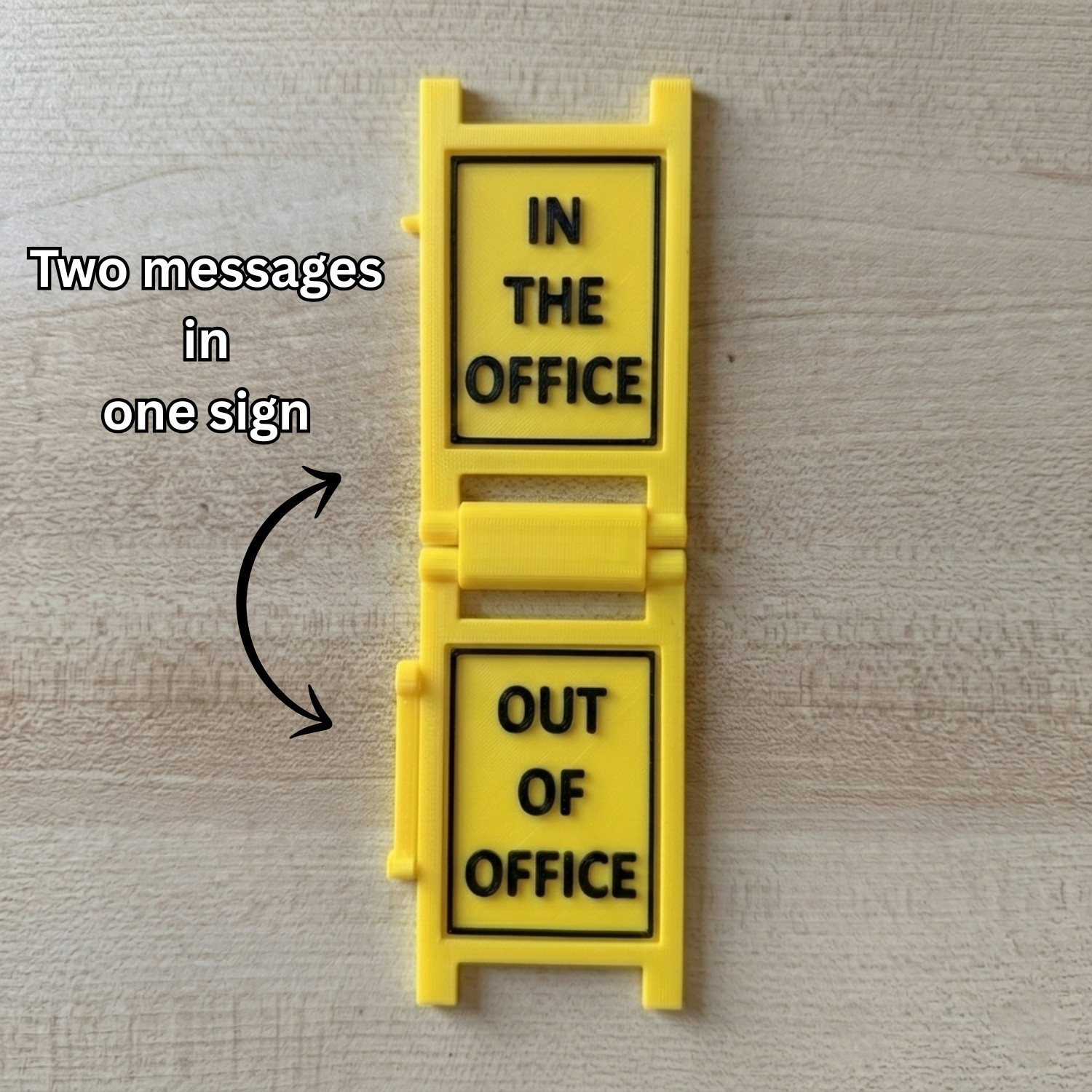 Mini Swappable 3D Desk Sign – In the Office / Out of Office (2 Panels)