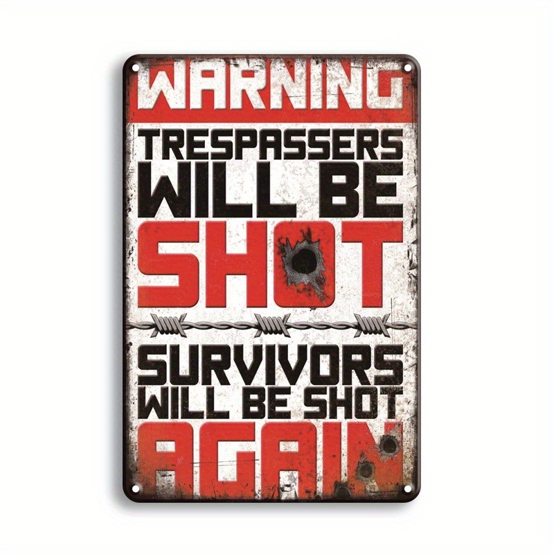 8*8 Inches Warning Poster No Trespassing Metal Poster Warning Tin Metal Signs