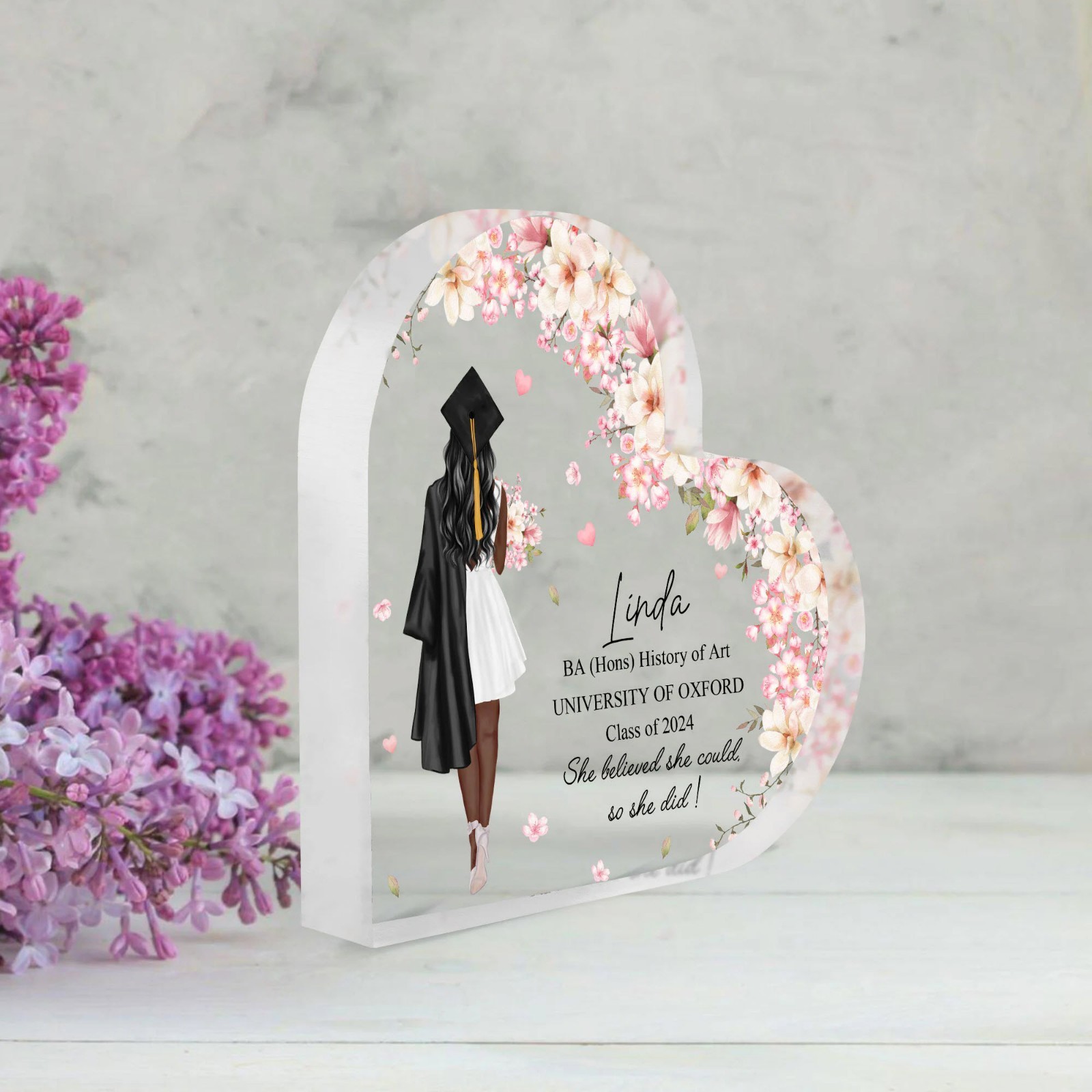 Personalized Graduation Heart Acrylic Plaque Gift for Her Him College Graduation