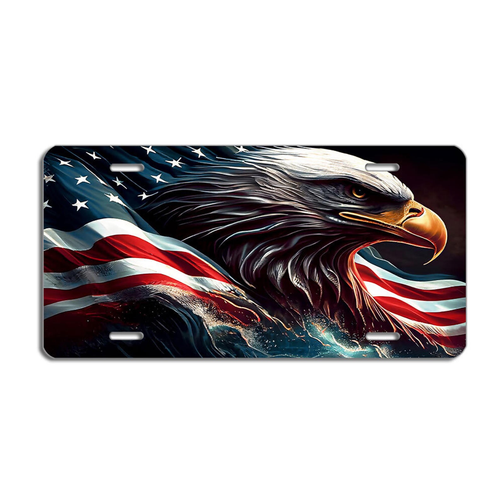 USA Flag Eagle License Plate – Patriotic