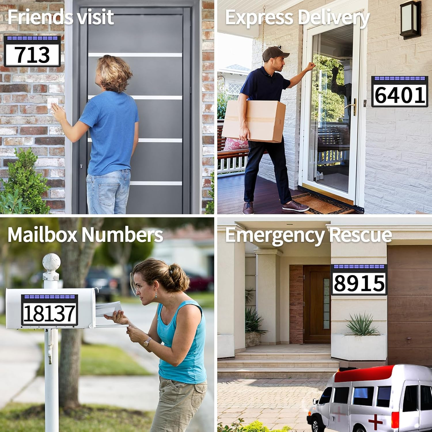 Solar Address Sign, Lighted Address Plaque Outdoor Waterproof, Illuminated RGBW