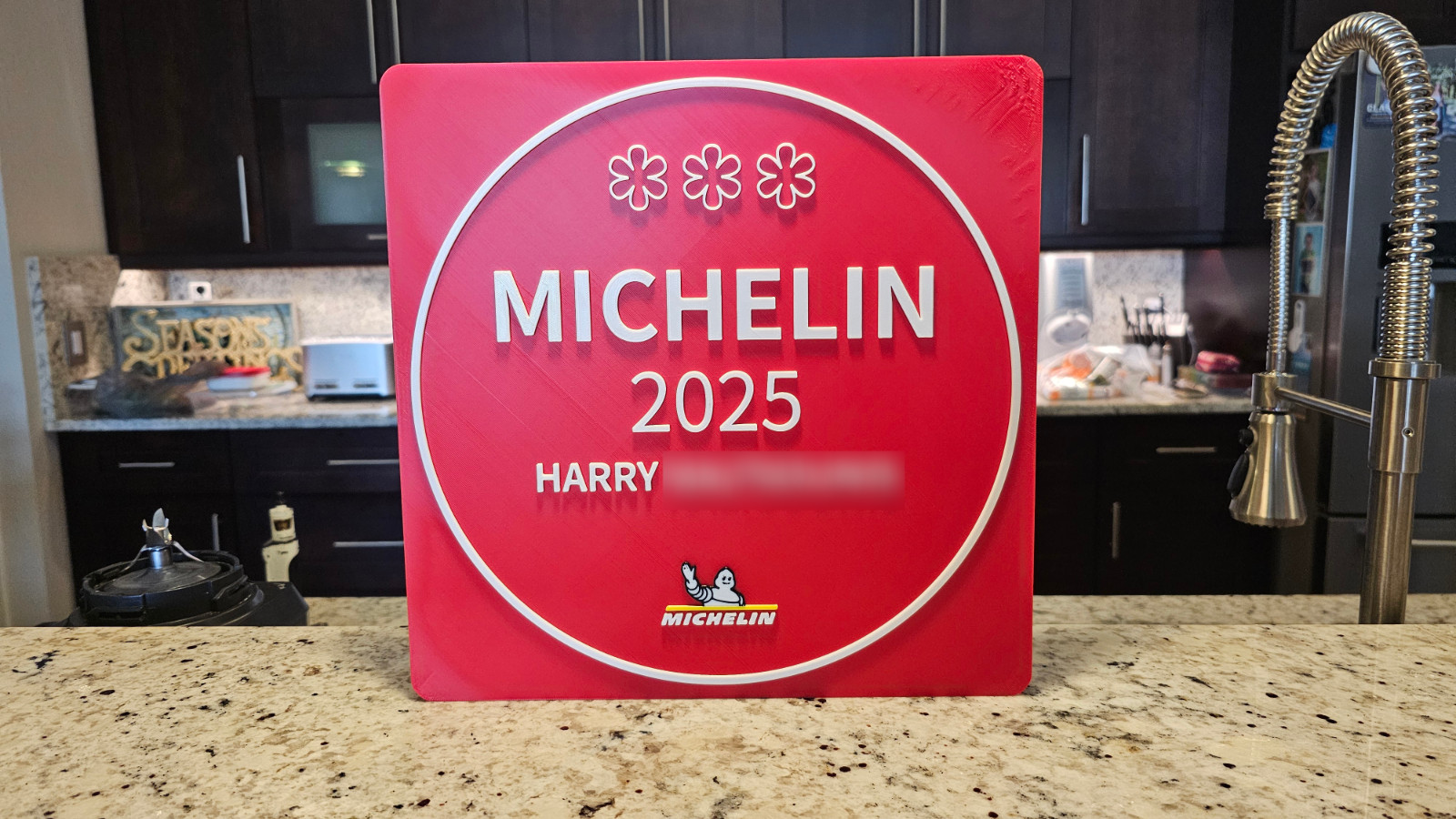 Custom 2-Sided Michelin Star Wall Plaque, Gift For Chef, Cook, Restaurant or MOM