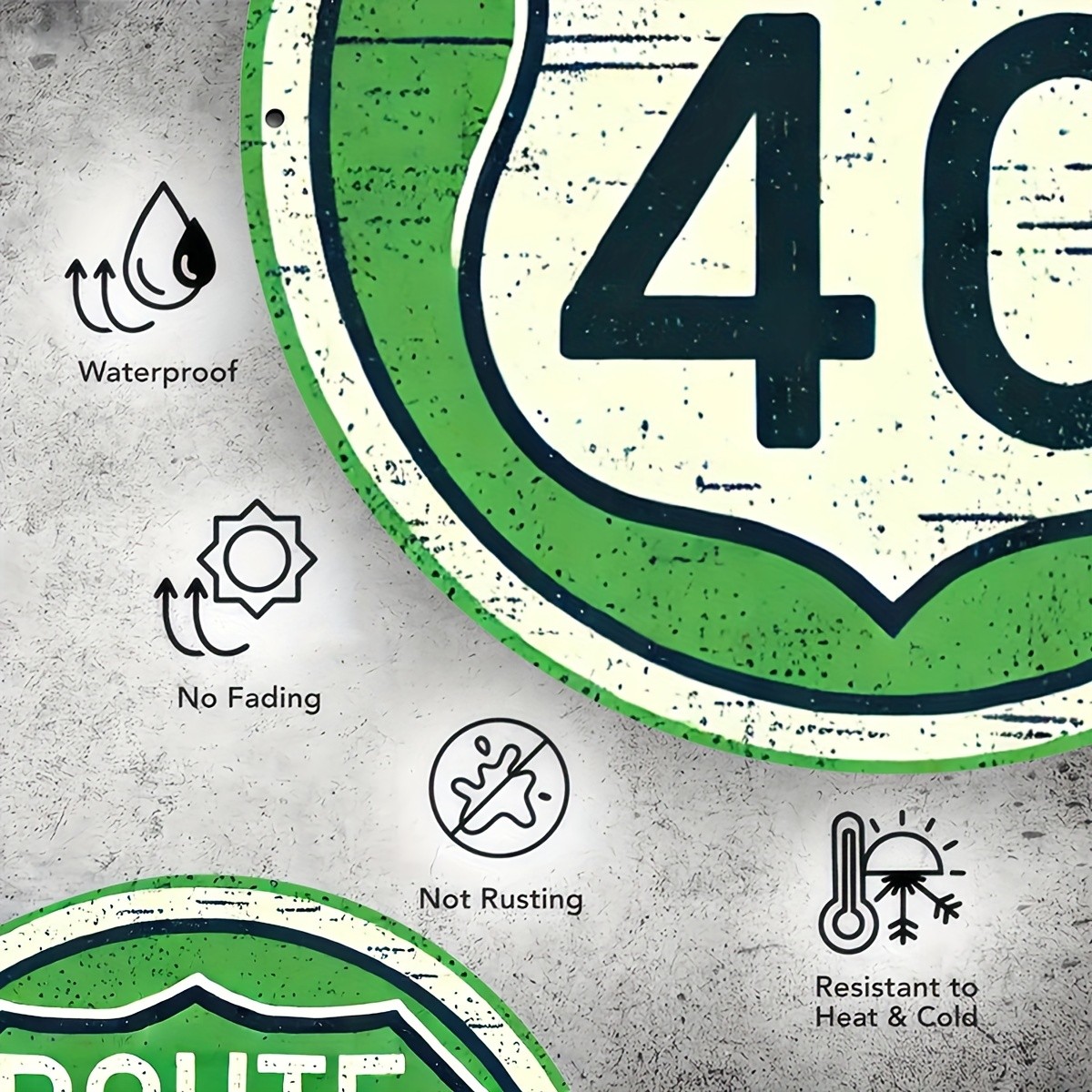 1pc Route 40 Retro Aluminum Tin Metal Signs 8×8 Inches – Vintage Wall Art, Water