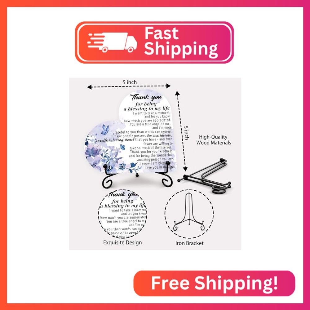 Thank You Gifts for Women, Thank You for Being a Blessing in My Life, Wooden Hea