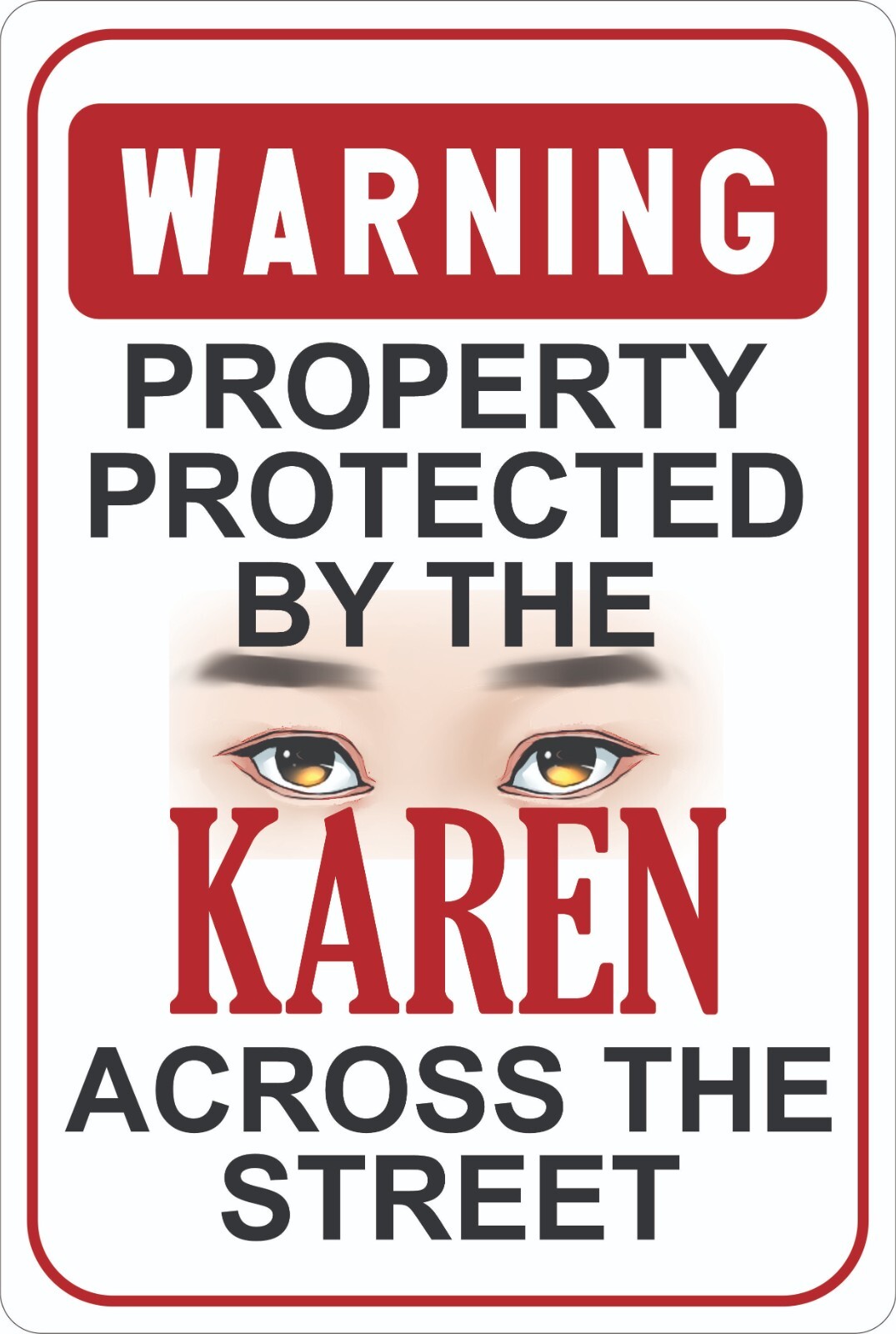 Property Warning Sign, Nosey Karen, 8X12 Wall Decor, Nosey Neighbor